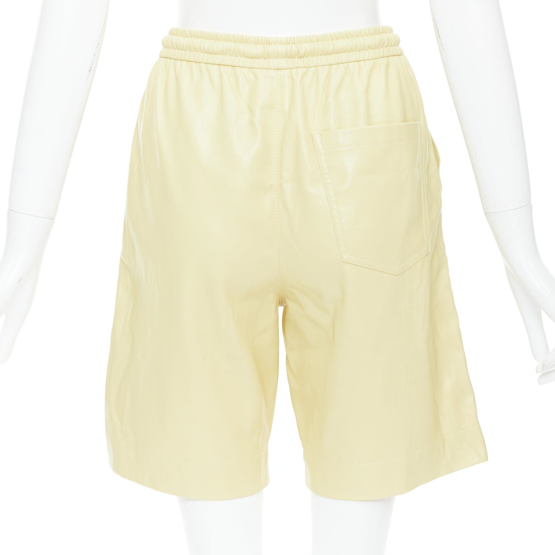 Nanushka NANUSHKA Munira Okobor butter yellow vegan leather drawstring bermuda shorts XS Size 26" / US 2 / IT 38 - 5 Thumbnail
