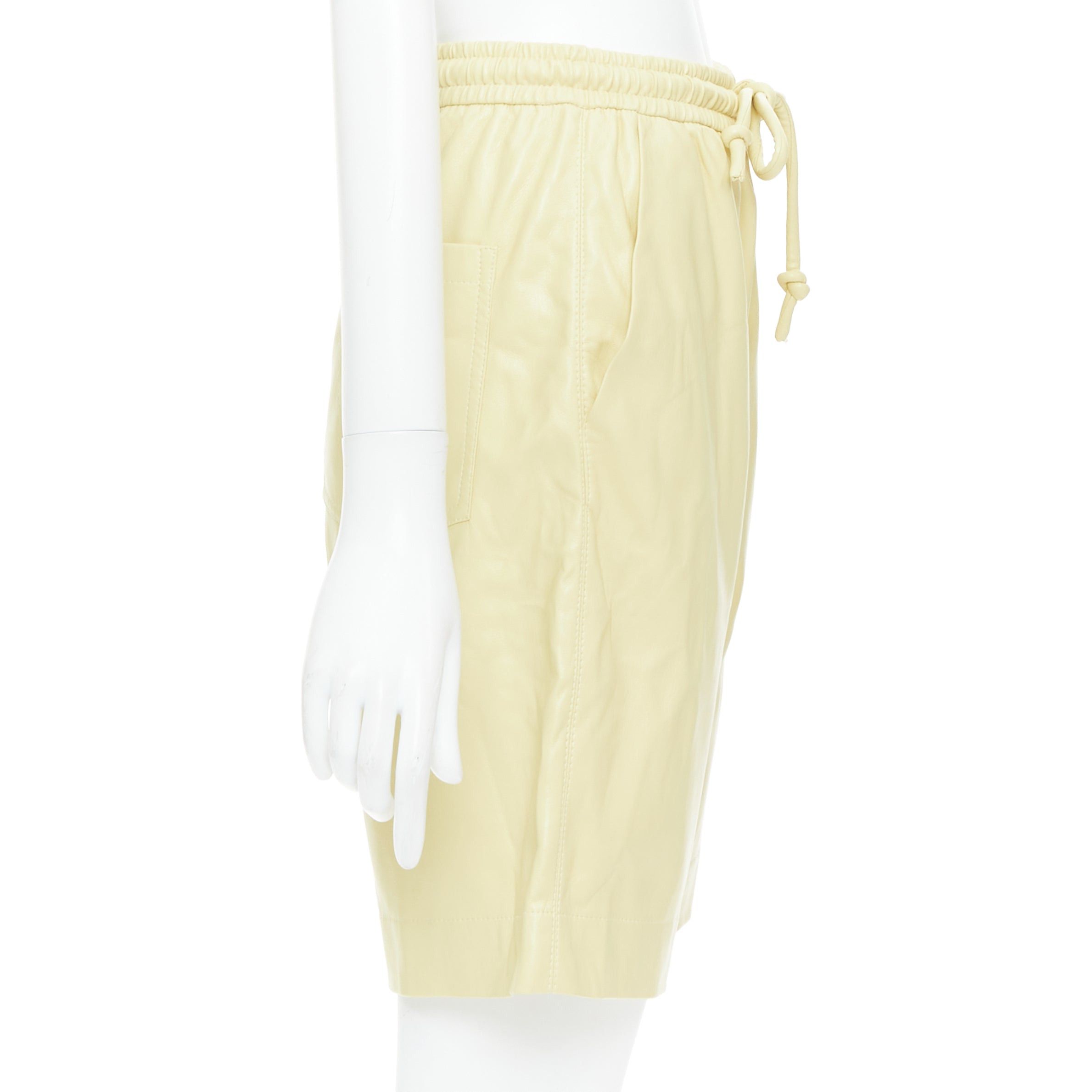 Nanushka NANUSHKA Munira Okobor butter yellow vegan leather drawstring bermuda shorts XS Size 26" / US 2 / IT 38 - 4 Thumbnail