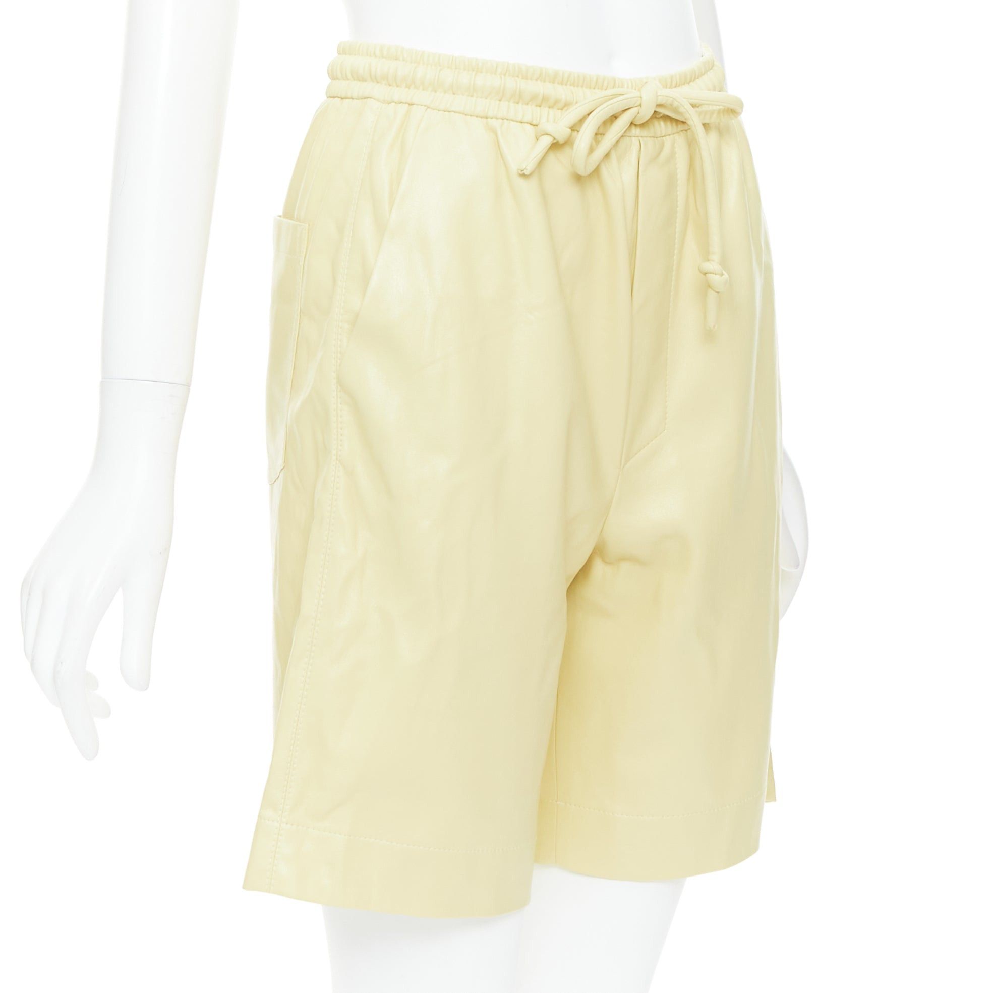 Nanushka NANUSHKA Munira Okobor butter yellow vegan leather drawstring bermuda shorts XS Size 26" / US 2 / IT 38 - 3 Thumbnail