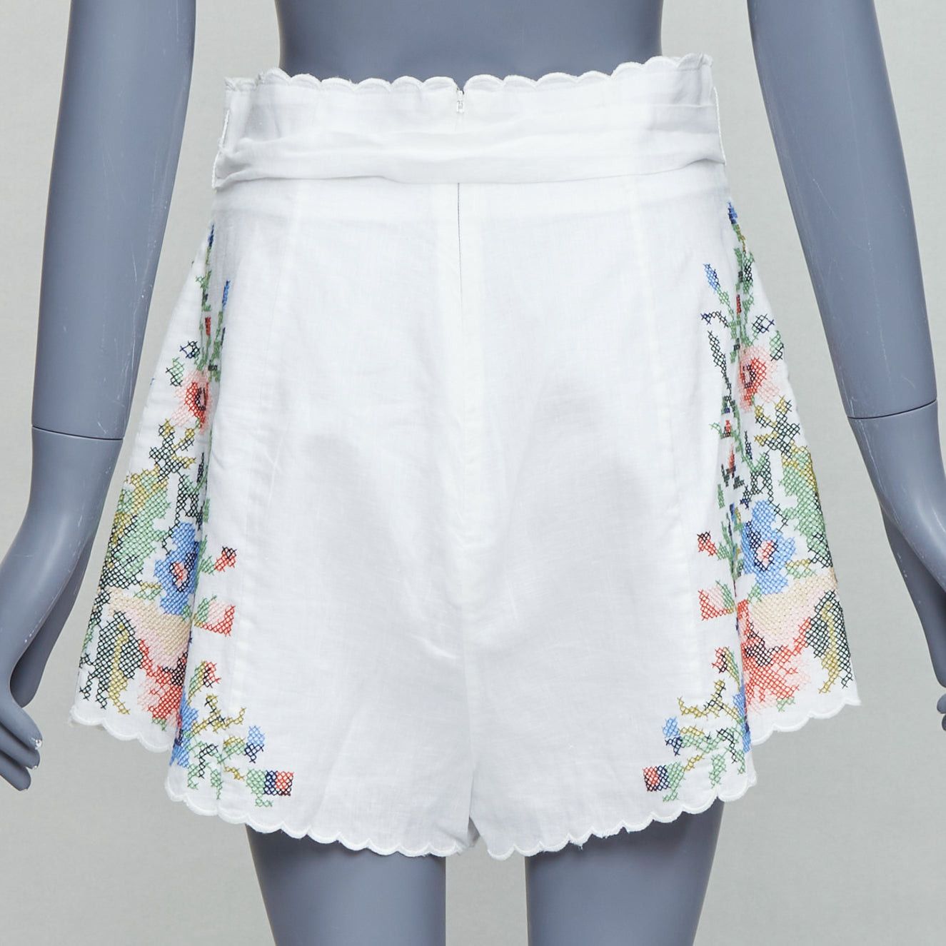 Zimmermann ZIMMERMANN Juliette white linen floral embroidery belted shorts US2 XXS Size 28" / US 6 / IT 42 - 5 Thumbnail