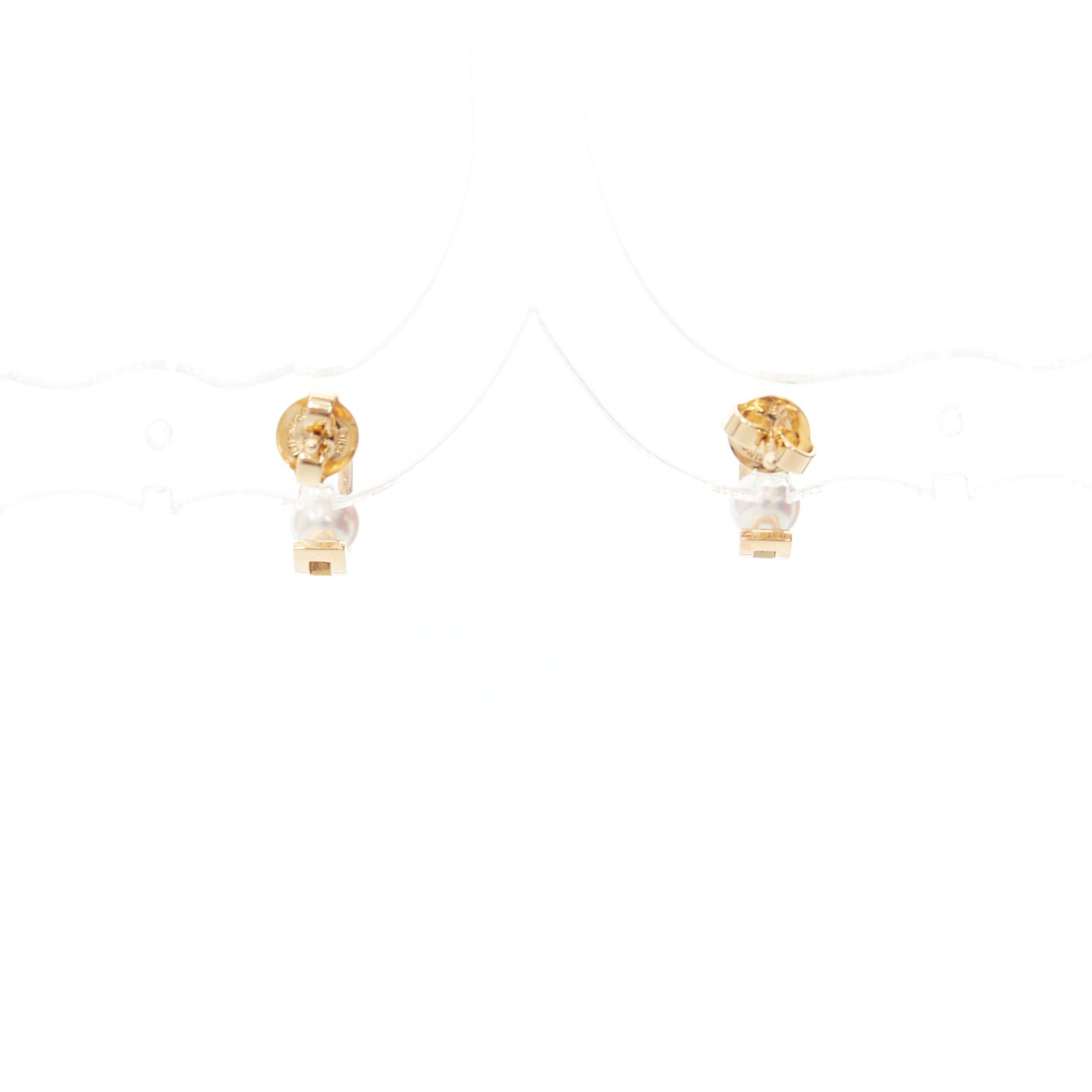 Mikimoto MIKIMOTO 18K yellow gold Akoya Pearl double hoop pin earring Pair Size ONE SIZE - 3 Thumbnail