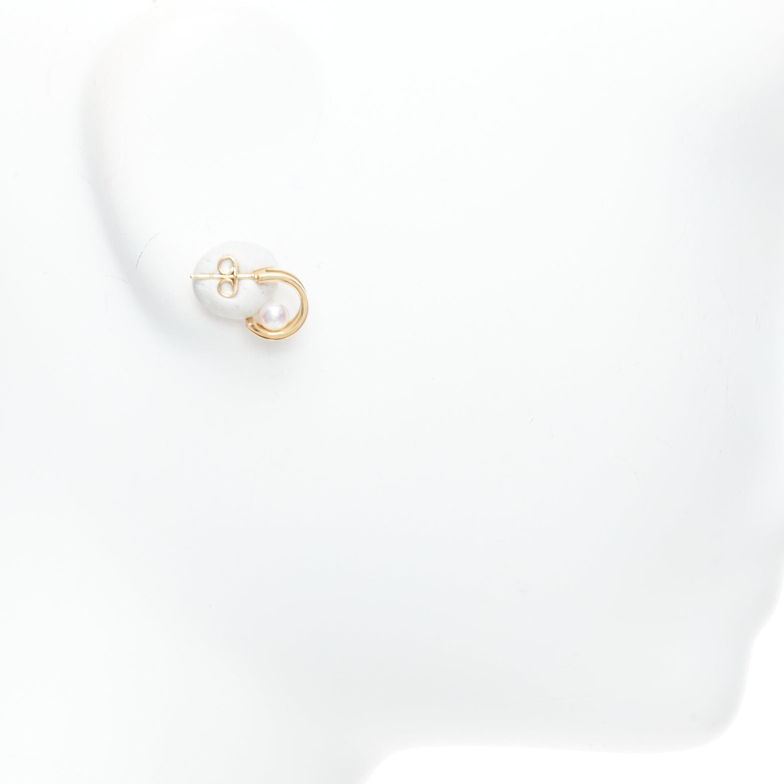 Mikimoto MIKIMOTO 18K yellow gold Akoya Pearl double hoop pin earring Pair Size ONE SIZE - 4 Thumbnail