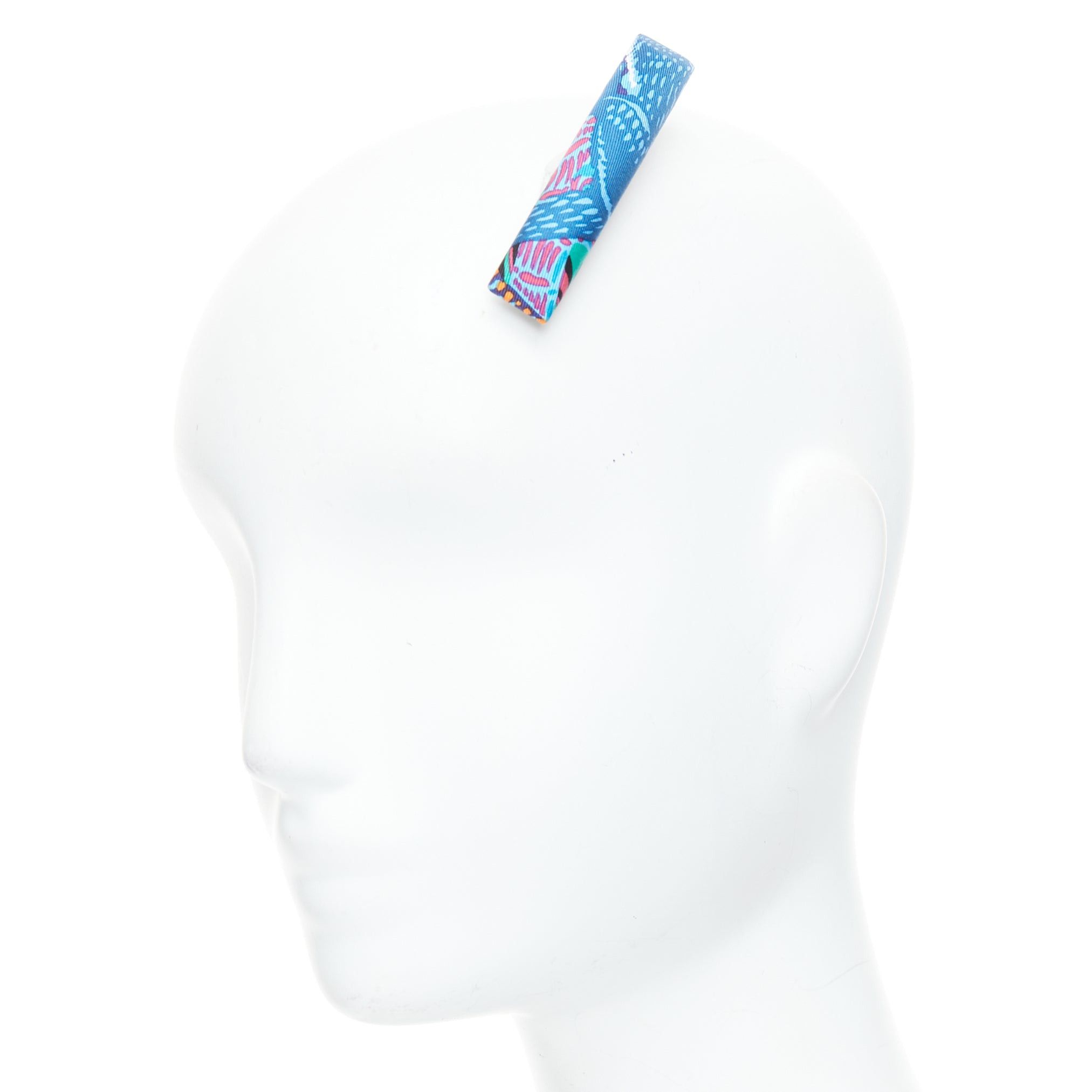 Hermes HERMES Eclipse PM Wild Singapore blue multicolor silk print hair barette clip Size ONE SIZE - 2 Thumbnail