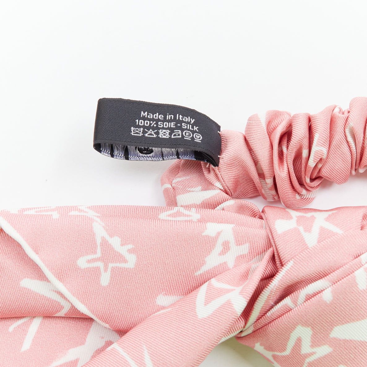 Chanel CHANEL 2022 100% silk pink white CC star print hair ribbon scrunchie Size ONE SIZE - 6 Thumbnail