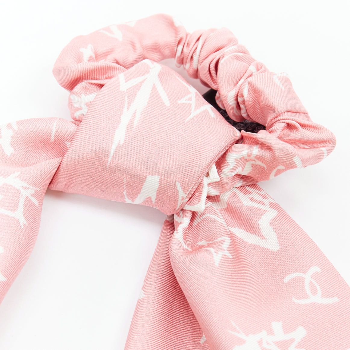Chanel CHANEL 2022 100% silk pink white CC star print hair ribbon scrunchie Size ONE SIZE - 2 Thumbnail