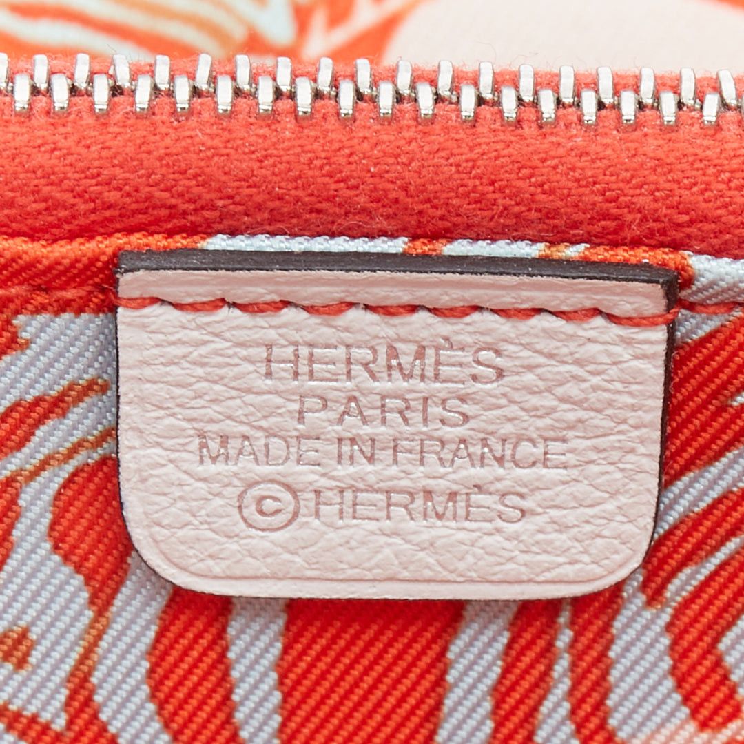 Hermes HERMES Silk'in cream leather red wild print silk lined compact wallet Size ONE SIZE - 8 Thumbnail