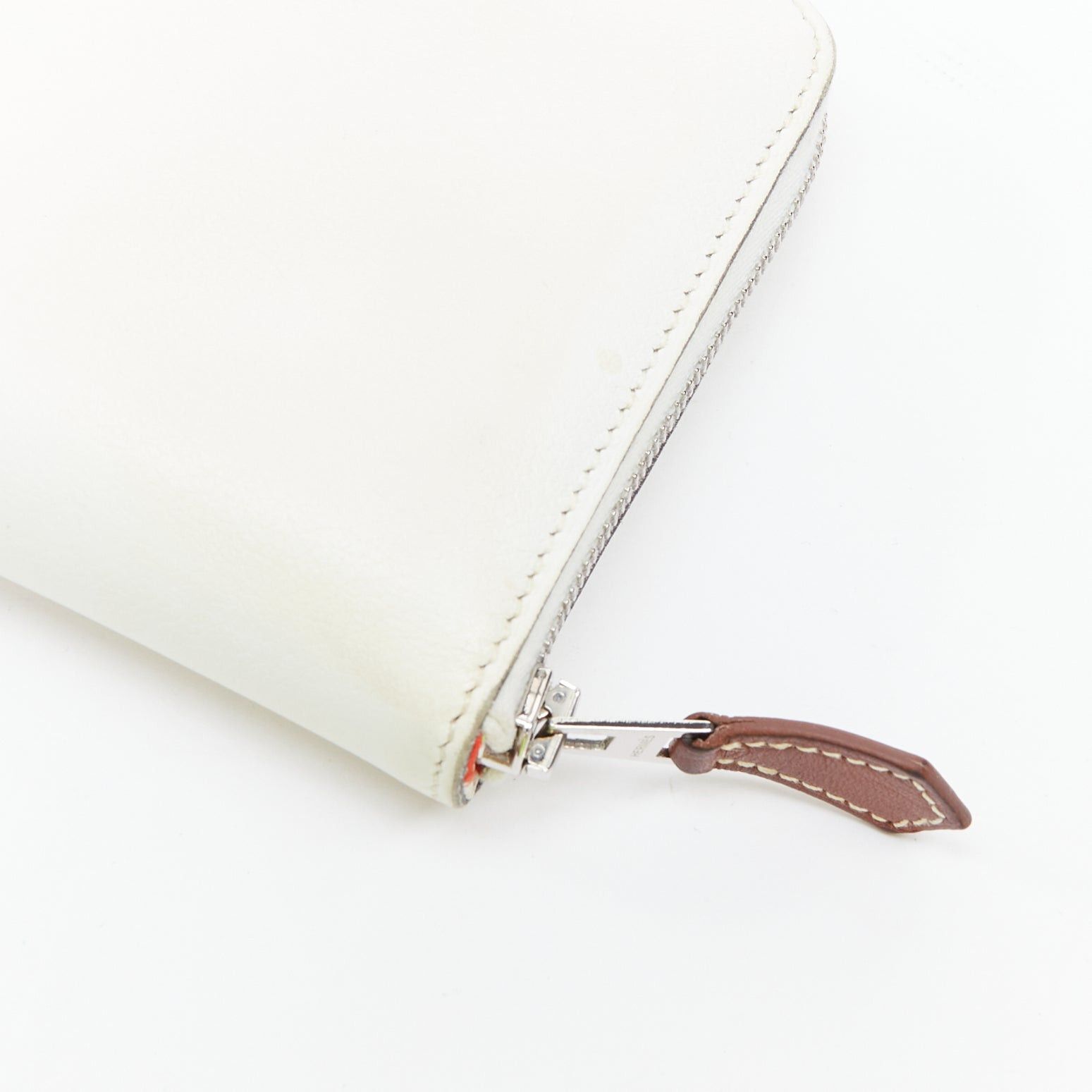 Hermes HERMES Silk'in cream leather red wild print silk lined compact wallet Size ONE SIZE - 5 Thumbnail