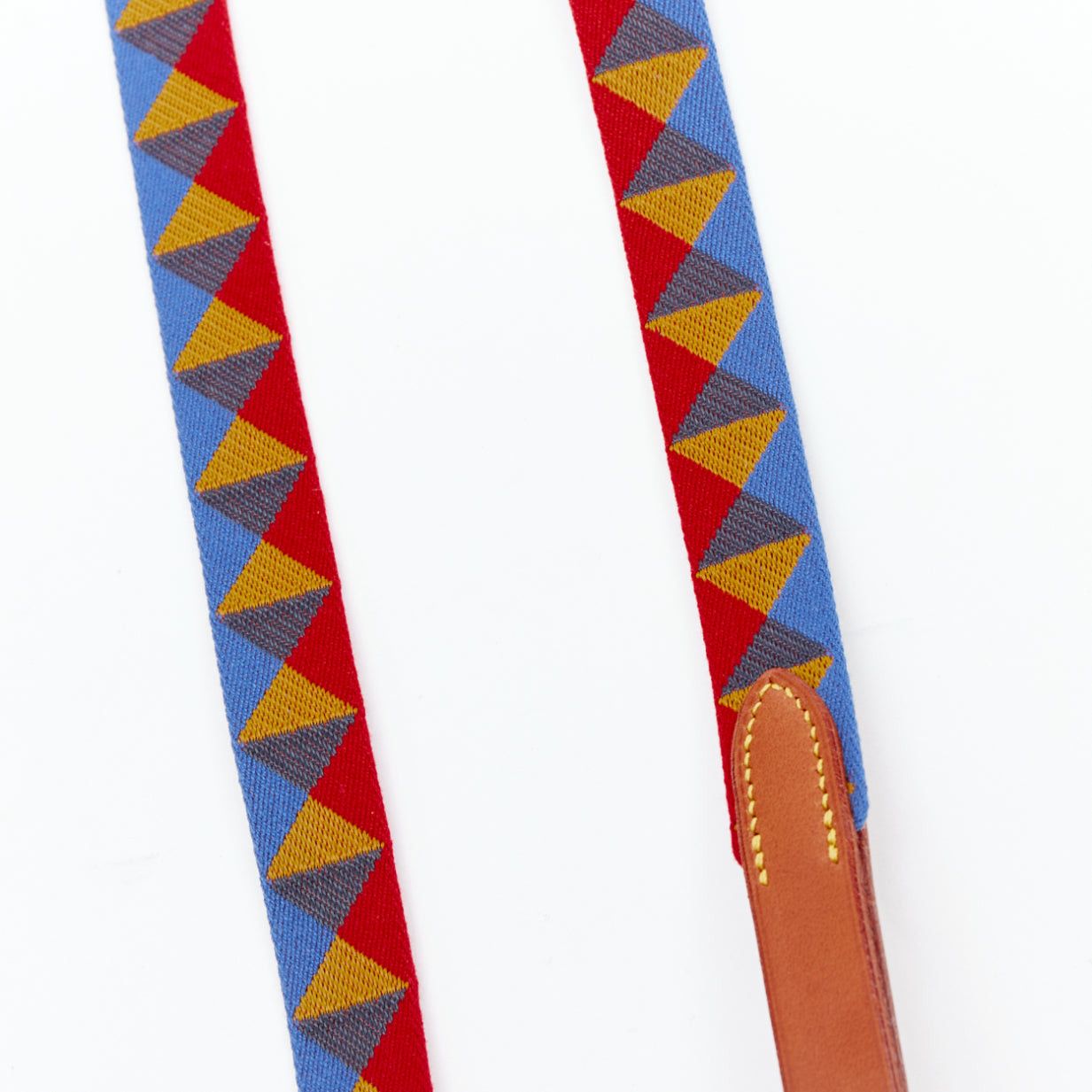 Hermes HERMES Medor Slim Dog Leash colorful red blue brown bridle leather Size ONE SIZE - 3 Thumbnail