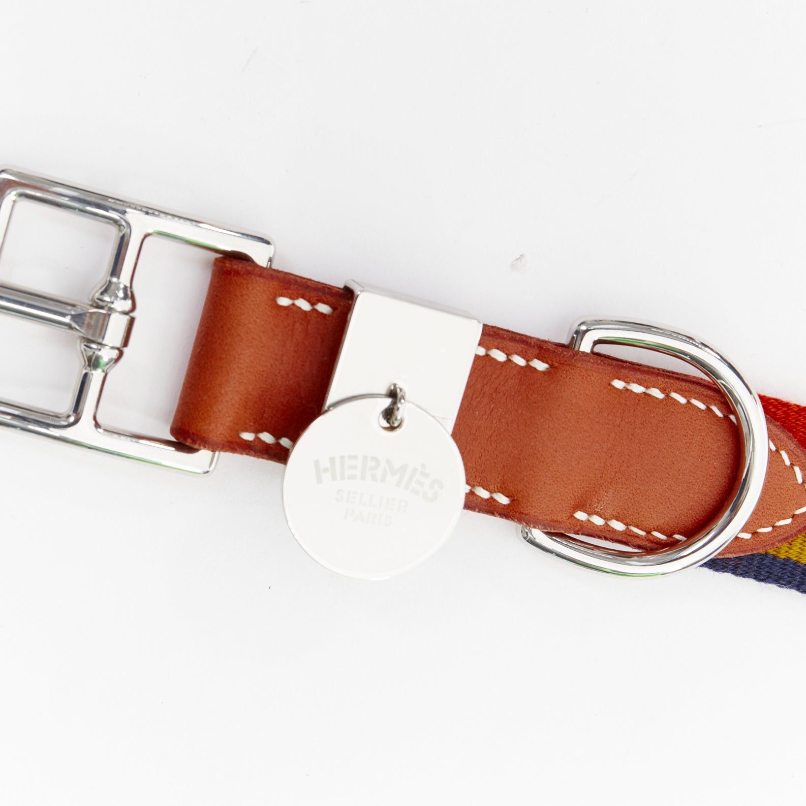Hermes HERMES Rocabar III Dog Collar brown leather PHW logo rainbow Size ONE SIZE - 2 Thumbnail