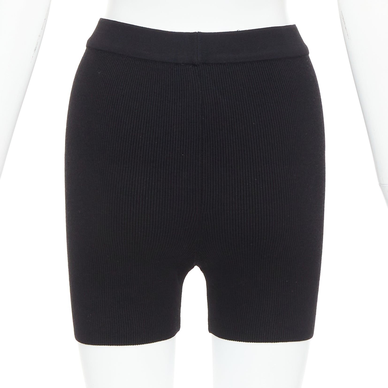 Jacquemus JACQUEMUS black viscose blend minimal knitted cyclist shorts FR36 S Size 27" / US 4 / IT 40 - 5 Thumbnail
