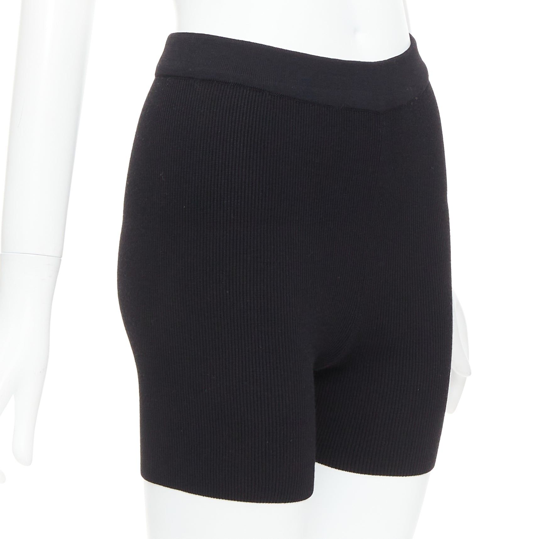 Jacquemus JACQUEMUS black viscose blend minimal knitted cyclist shorts FR36 S Size 27" / US 4 / IT 40 - 3 Thumbnail