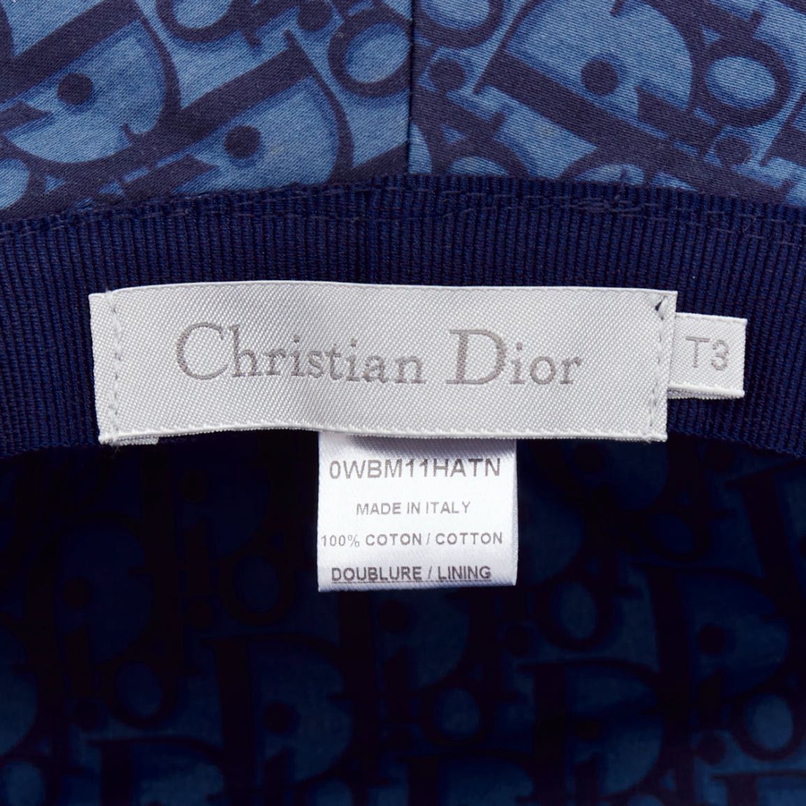 Dior CHRISTIAN DIOR KIDS navy cotton monogram lined bucket hat T3 Size ONE SIZE - 8 Thumbnail