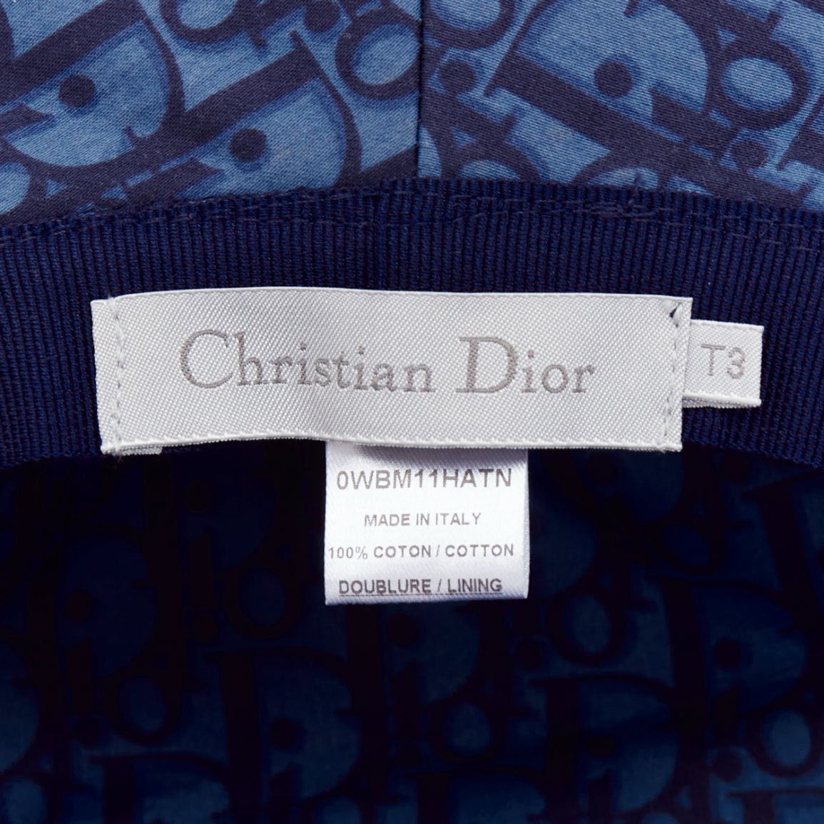 Dior CHRISTIAN DIOR KIDS navy cotton monogram lined bucket hat T4 Size ONE SIZE - 8 Thumbnail