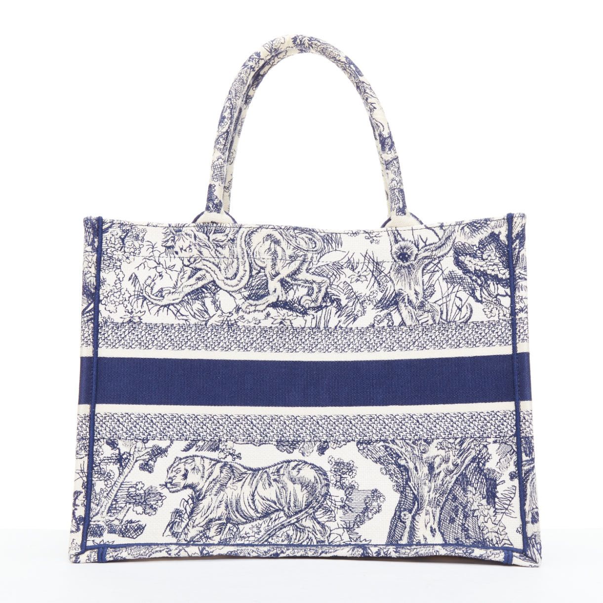 Dior CHRISTIAN DIOR Book Tote navy cream Toile de Jouy canvas bag Size ONE SIZE - 5 Thumbnail