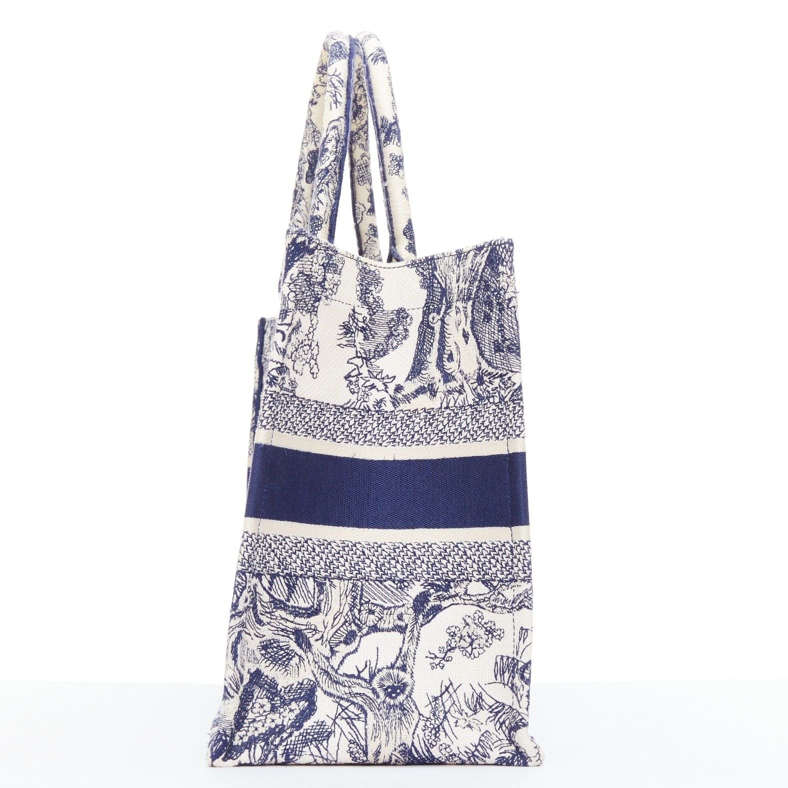 Dior CHRISTIAN DIOR Book Tote navy cream Toile de Jouy canvas bag Size ONE SIZE - 4 Thumbnail