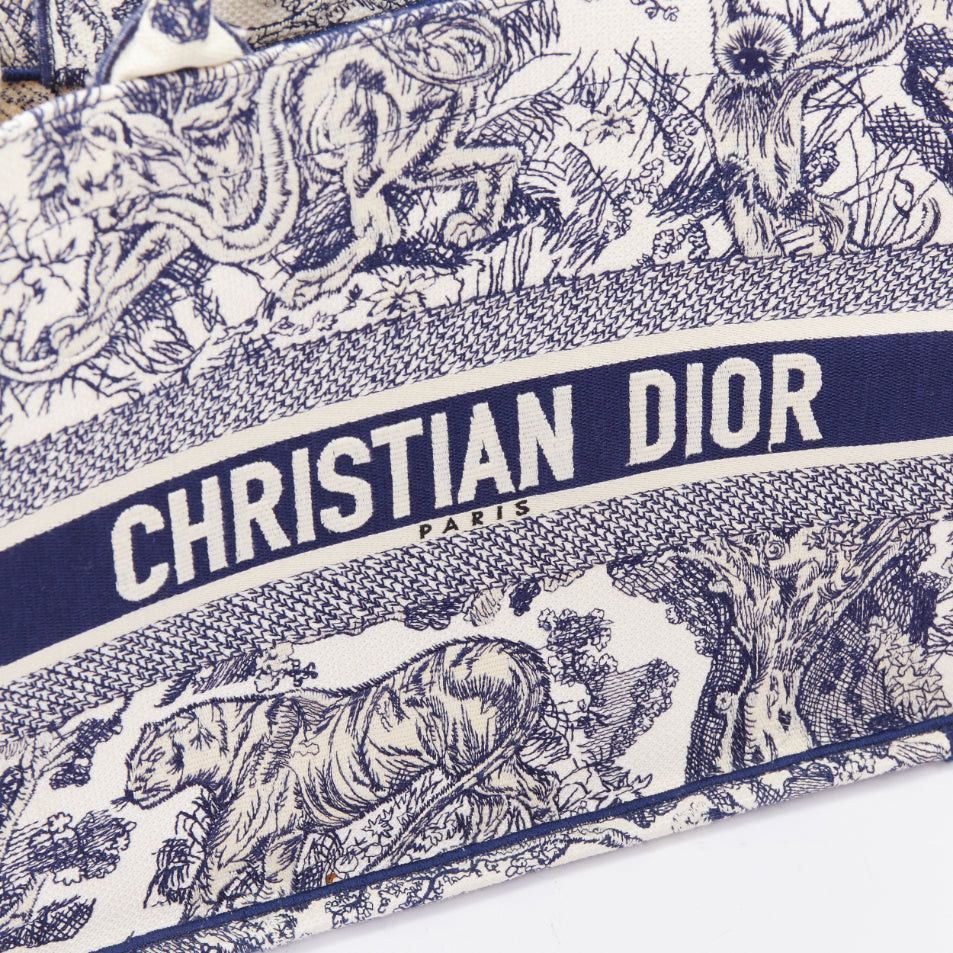 Dior CHRISTIAN DIOR Book Tote navy cream Toile de Jouy canvas bag Size ONE SIZE - 7 Thumbnail