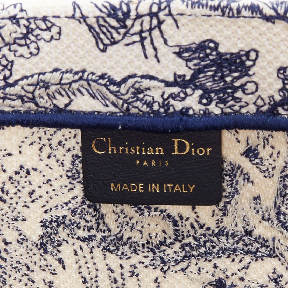 Dior CHRISTIAN DIOR Book Tote navy cream Toile de Jouy canvas bag Size ONE SIZE - 9 Thumbnail
