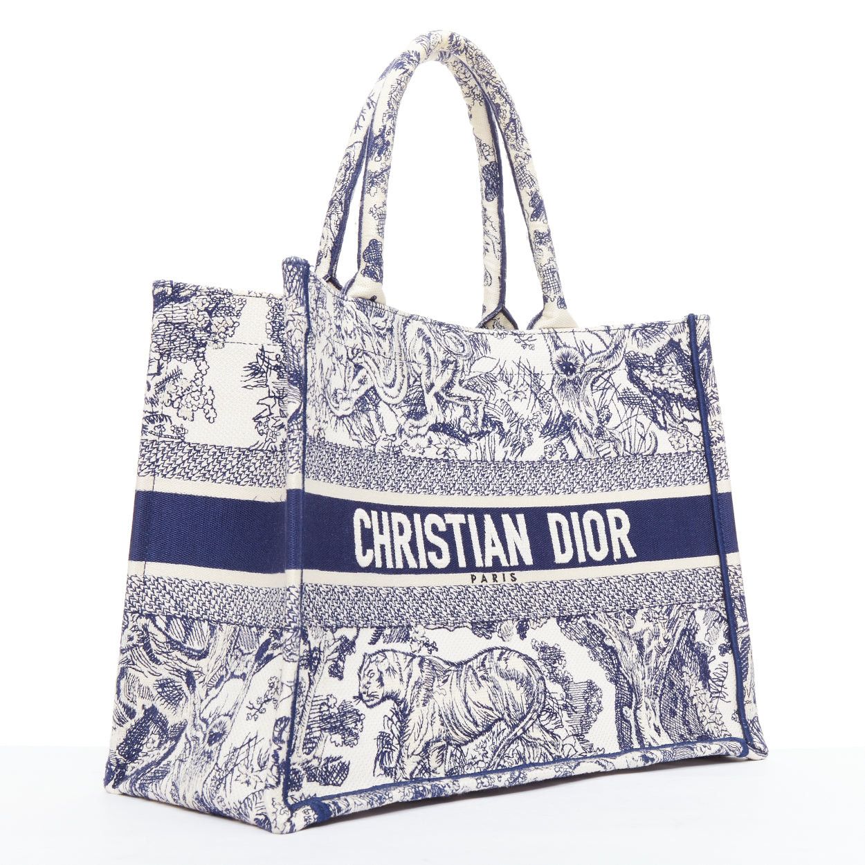 Dior CHRISTIAN DIOR Book Tote navy cream Toile de Jouy canvas bag Size ONE SIZE - 3 Thumbnail