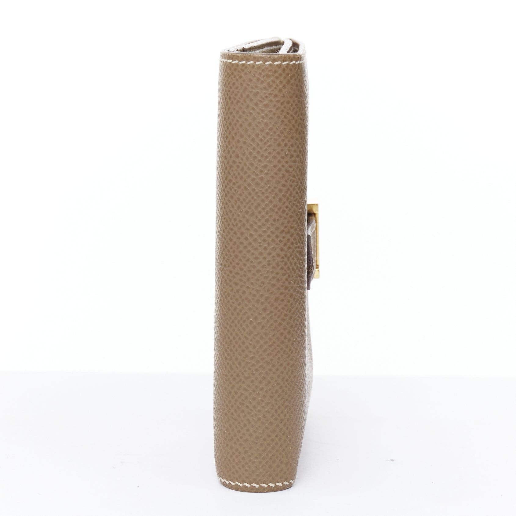 Hermes HERMES Bearn Compact etaupe brown GHW H strap epsom wallet Size ONE SIZE - 4 Thumbnail