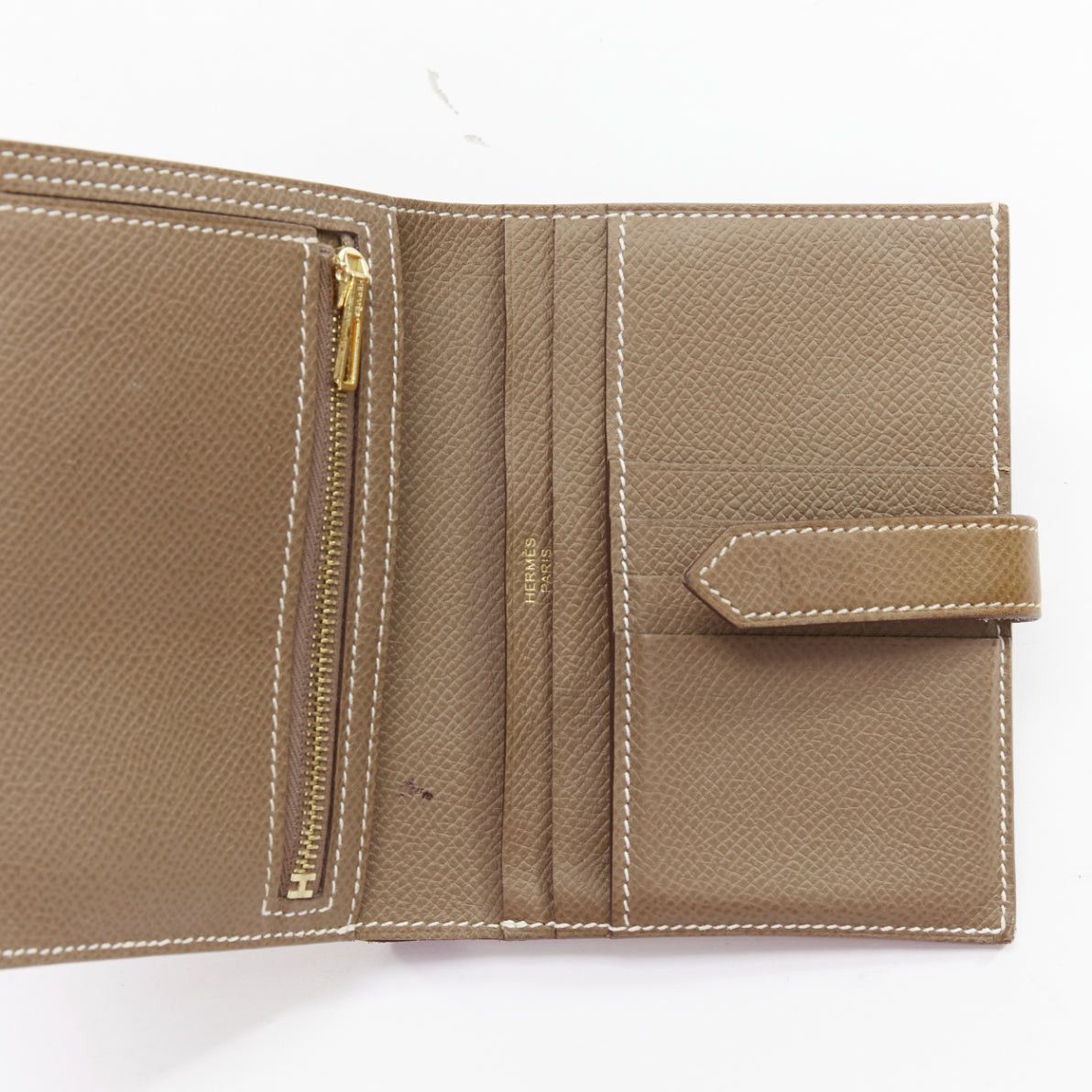 Hermes HERMES Bearn Compact etaupe brown GHW H strap epsom wallet Size ONE SIZE - 2 Thumbnail