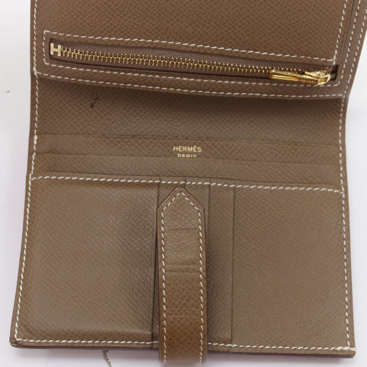 Hermes HERMES Bearn Compact etaupe brown GHW H strap epsom wallet Size ONE SIZE - 8 Thumbnail