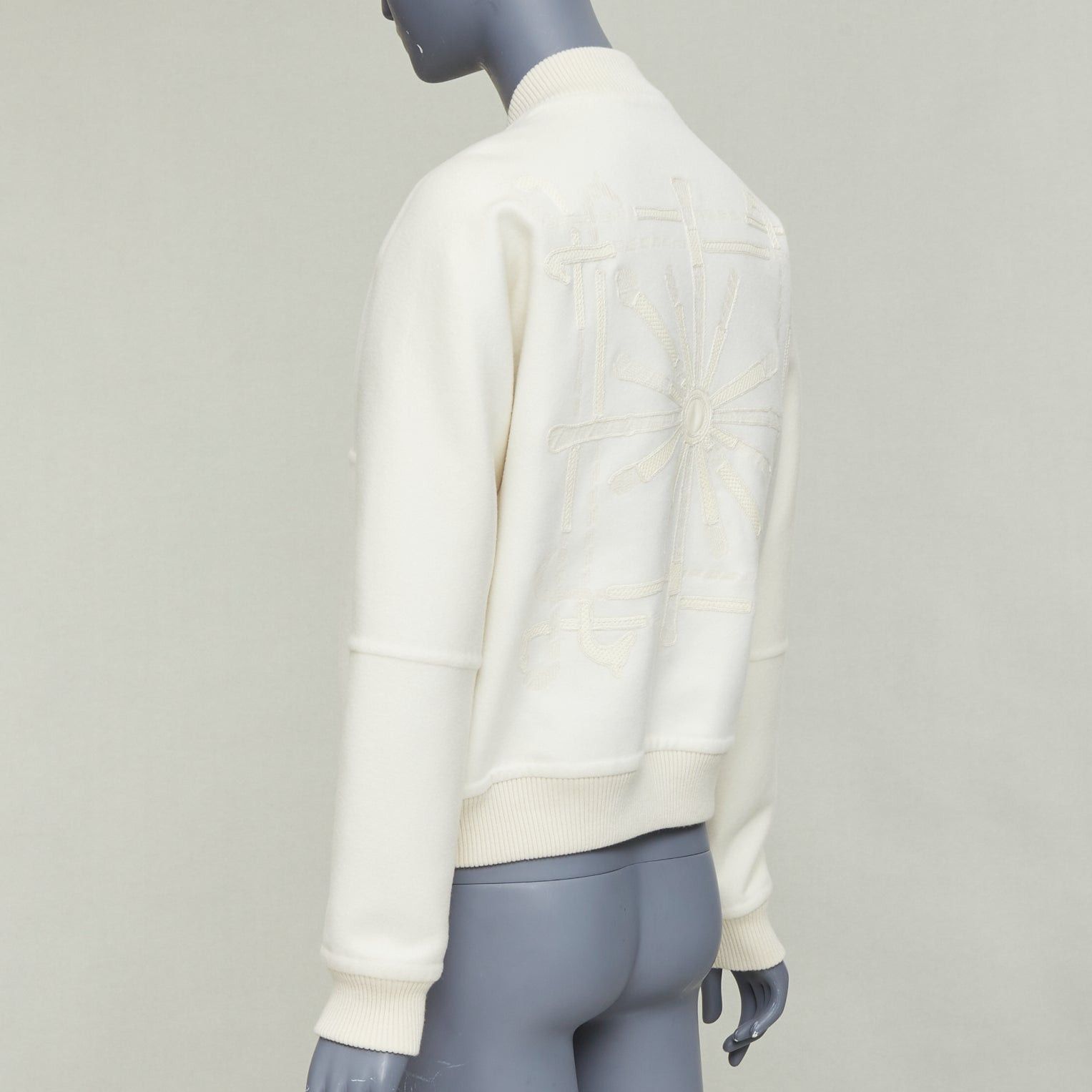 Hermes HERMES double faced 100% cashmere leather applique back bomber jacket FR38 M Size M / US 6-8 / IT 42-44 - 6 Thumbnail
