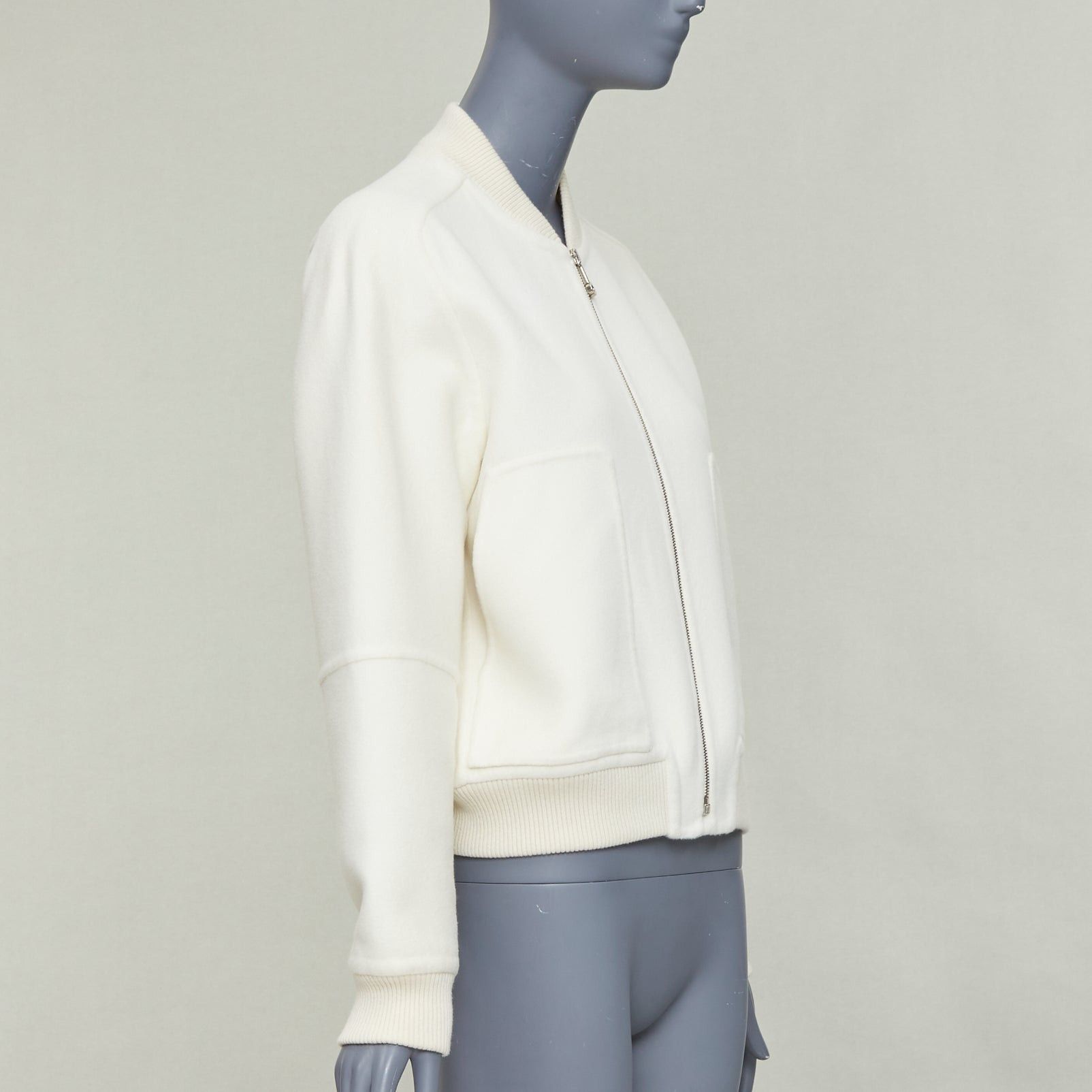 Hermes HERMES double faced 100% cashmere leather applique back bomber jacket FR38 M Size M / US 6-8 / IT 42-44 - 4 Thumbnail