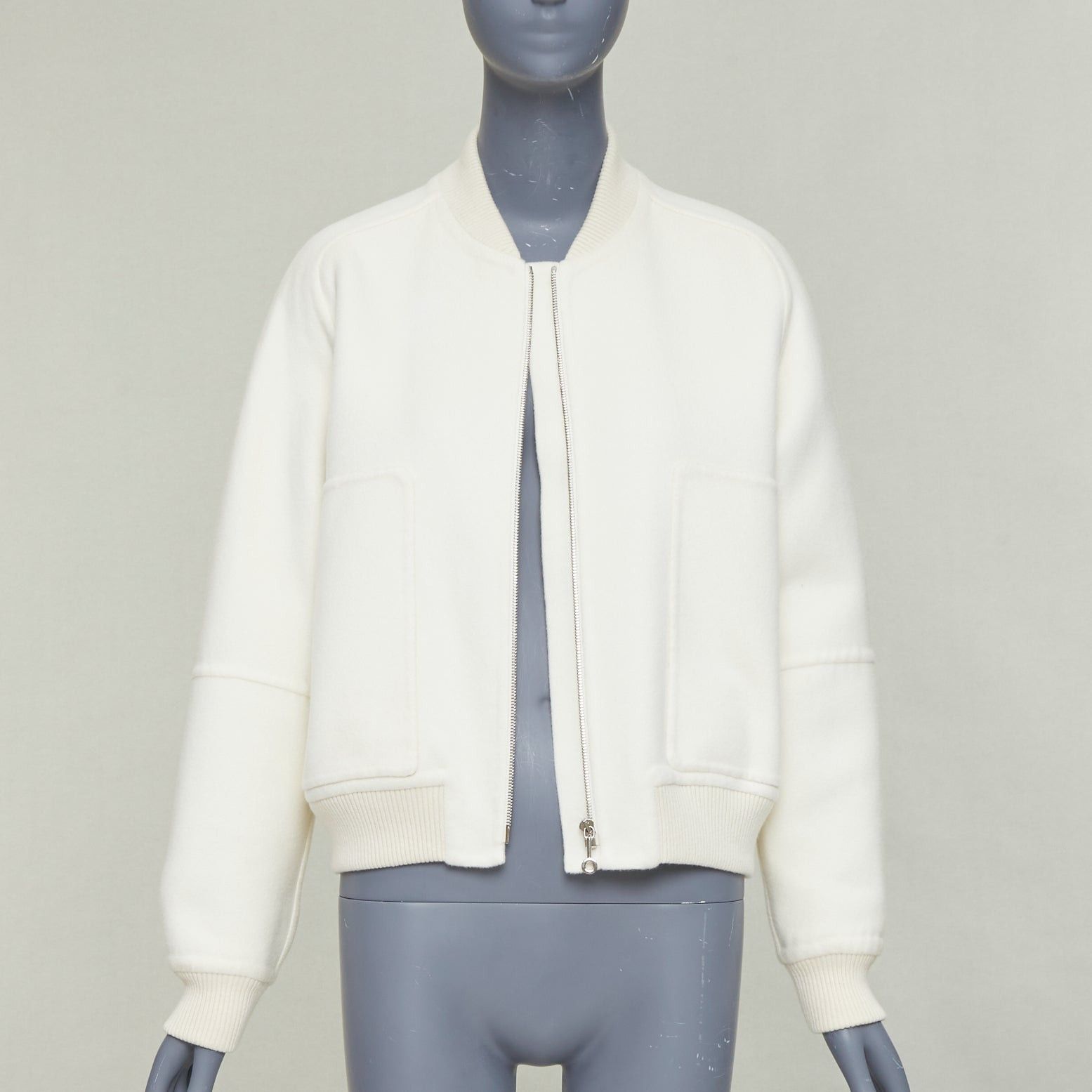 Hermes HERMES double faced 100% cashmere leather applique back bomber jacket FR38 M Size M / US 6-8 / IT 42-44 - 3 Thumbnail