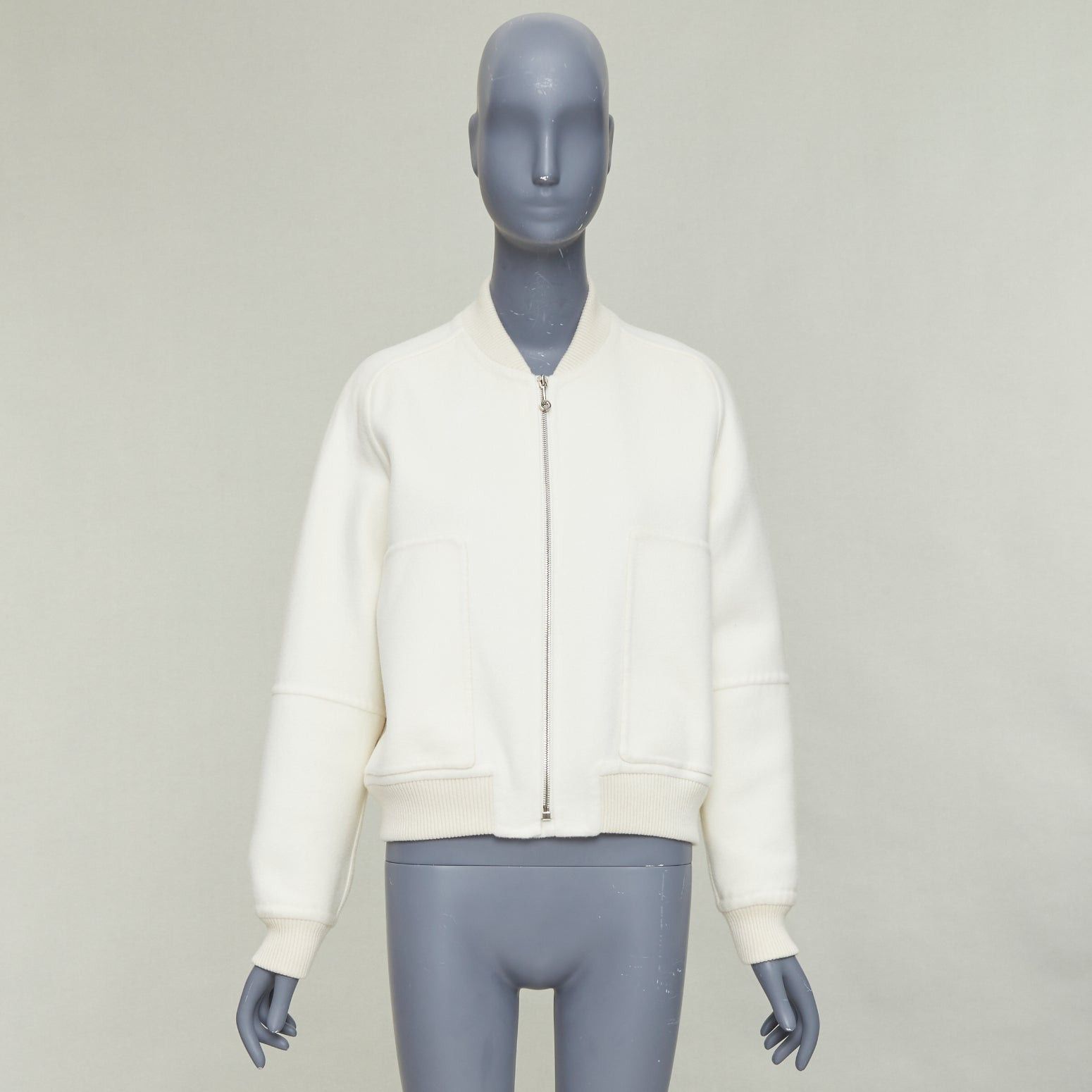 Hermes HERMES double faced 100% cashmere leather applique back bomber jacket FR38 M Size M / US 6-8 / IT 42-44 - 10 Thumbnail
