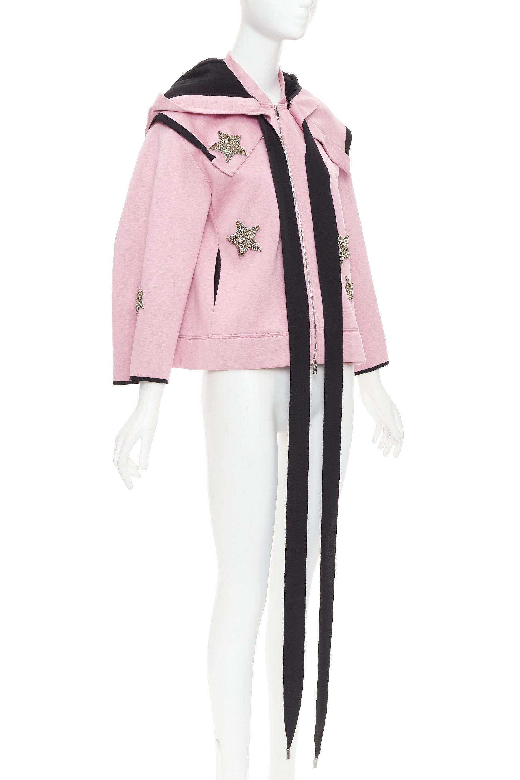 Other DICE KAYEK pink neoprene beaded star applique ribbon drawstring hoodie IT38 XS Size M / US 6-8 / IT 42-44 - 3 Thumbnail