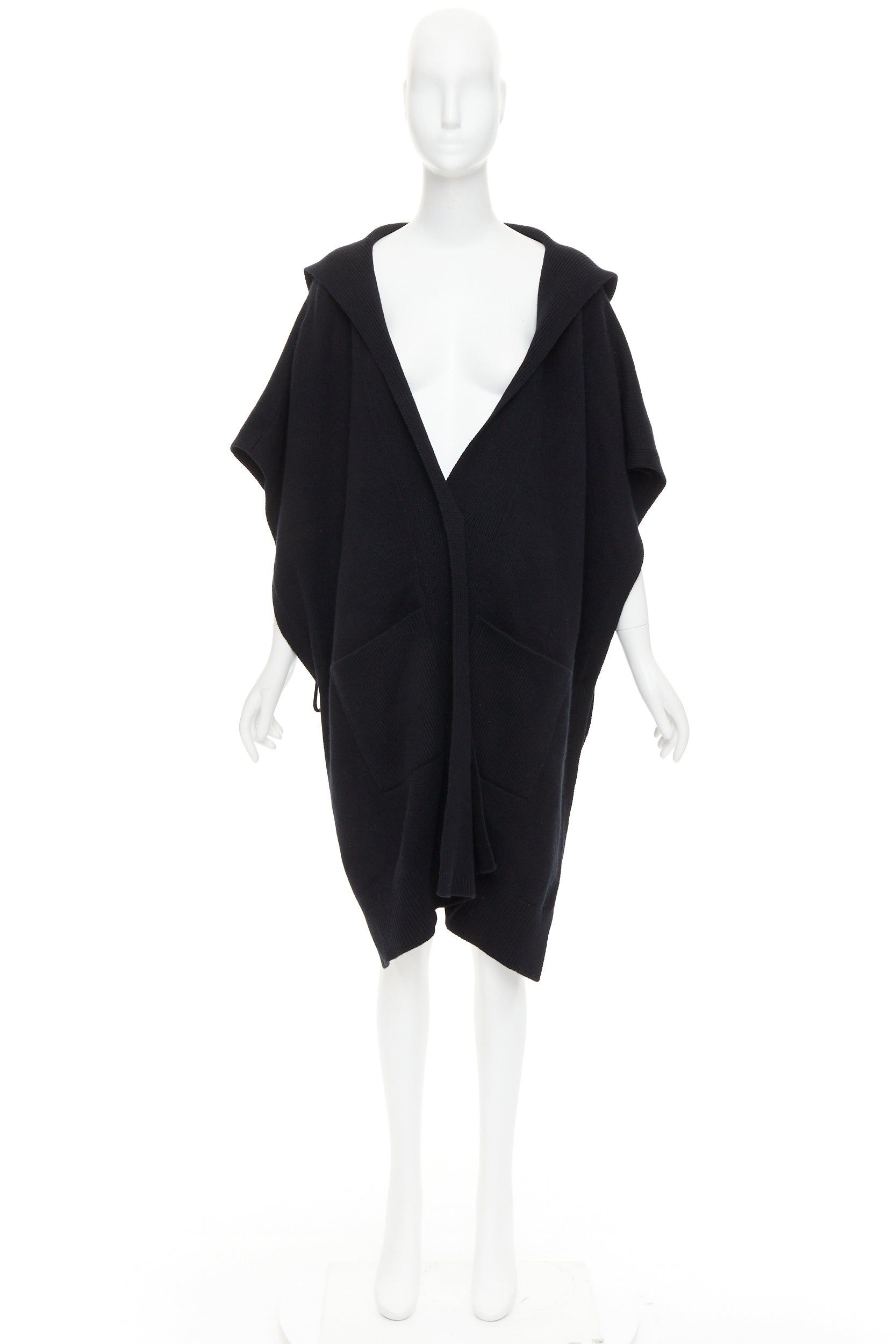 Hermes HERMES 100% cashmere black hooded rectangular poncho cardigan coat TU Size M / US 6-8 / IT 42-44 - 10 Thumbnail