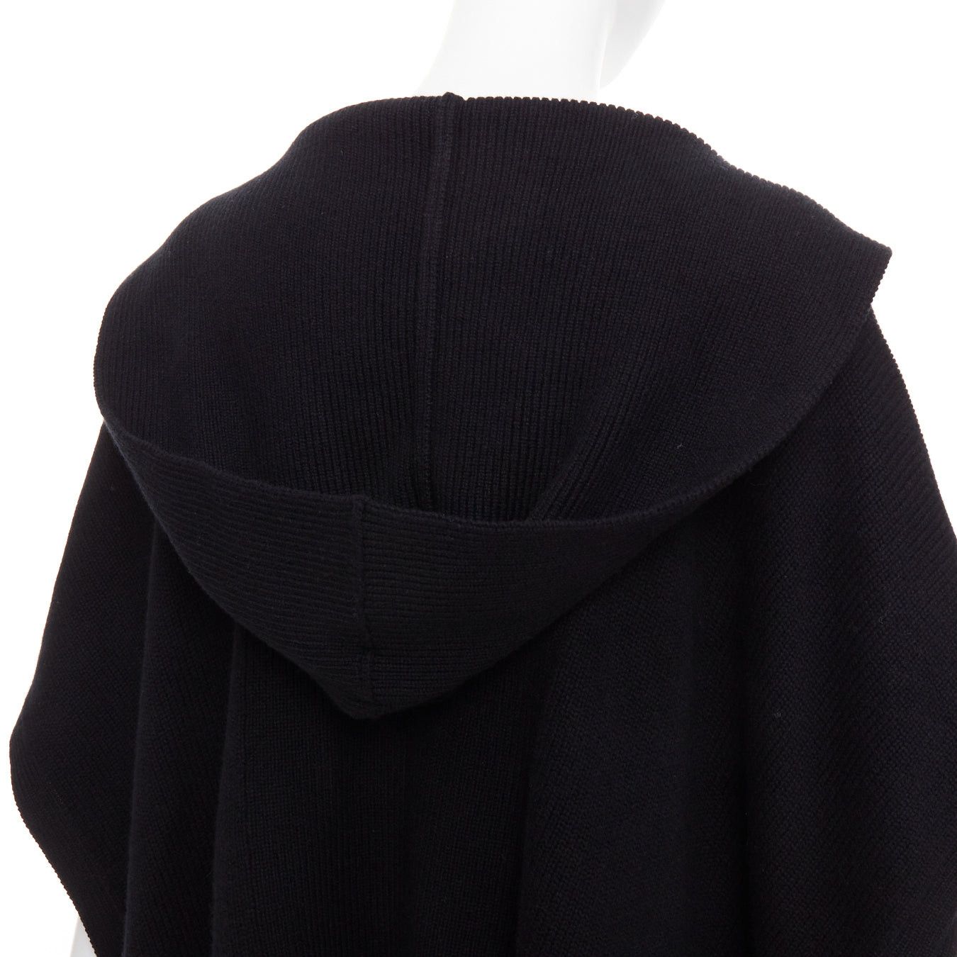 Hermes HERMES 100% cashmere black hooded rectangular poncho cardigan coat TU Size M / US 6-8 / IT 42-44 - 8 Thumbnail