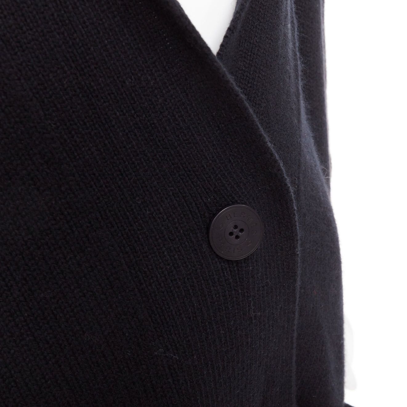 Hermes HERMES 100% cashmere black hooded rectangular poncho cardigan coat TU Size M / US 6-8 / IT 42-44 - 2 Thumbnail