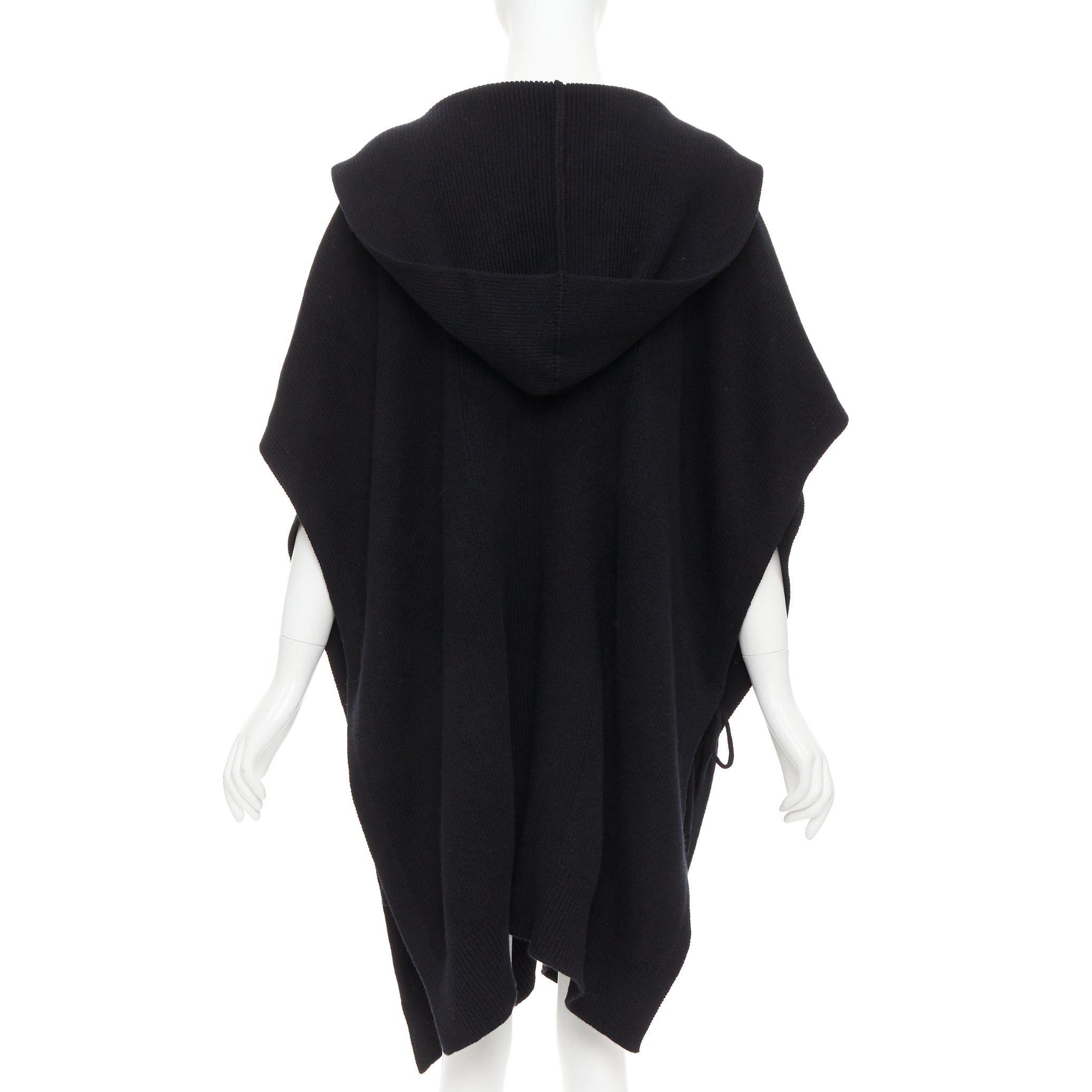 Hermes HERMES 100% cashmere black hooded rectangular poncho cardigan coat TU Size M / US 6-8 / IT 42-44 - 6 Thumbnail