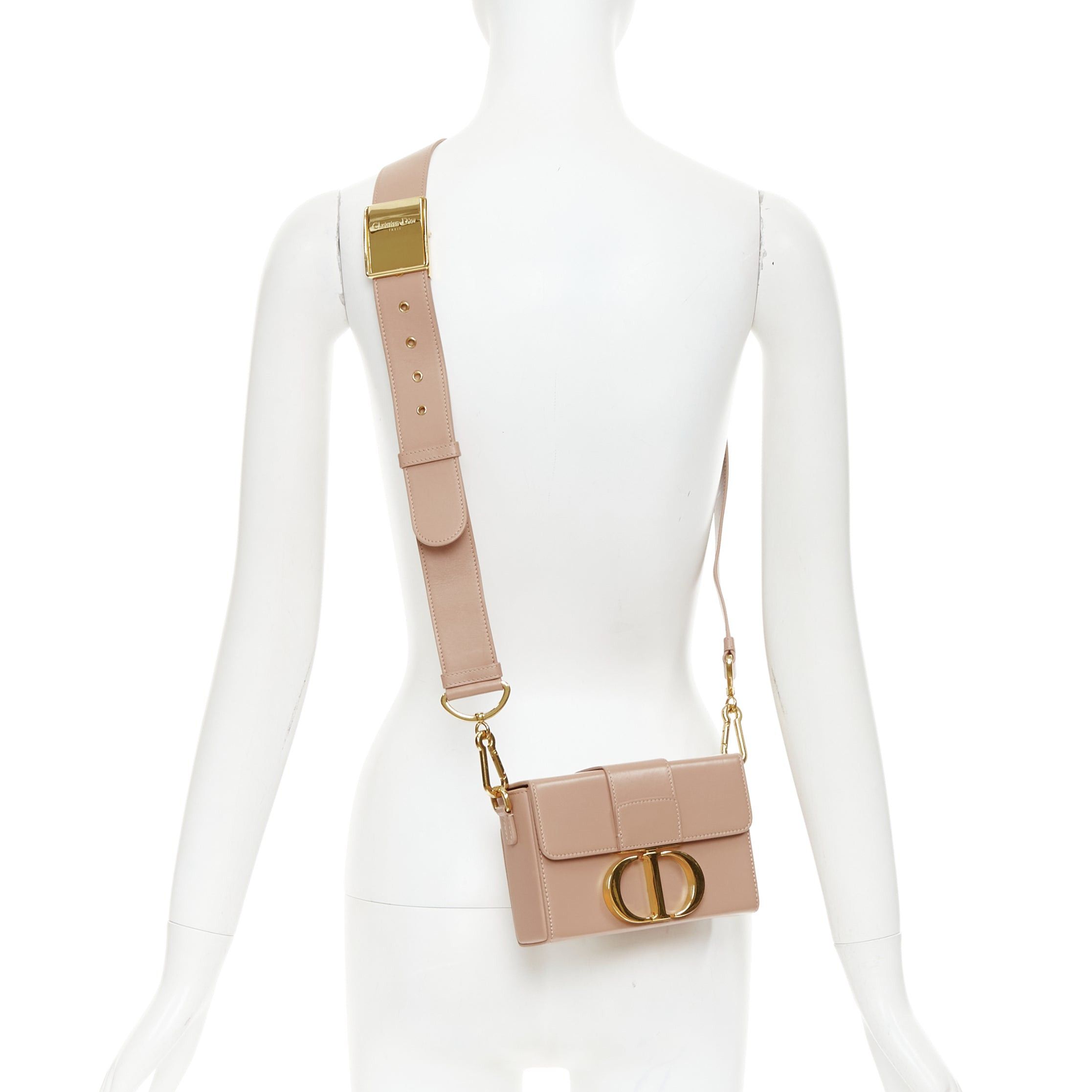 Dior CHRISTIAN DIOR 30 Montaigne Box Mini nude leather gold CD buckle crossbody bag Size ONE SIZE - 2 Thumbnail