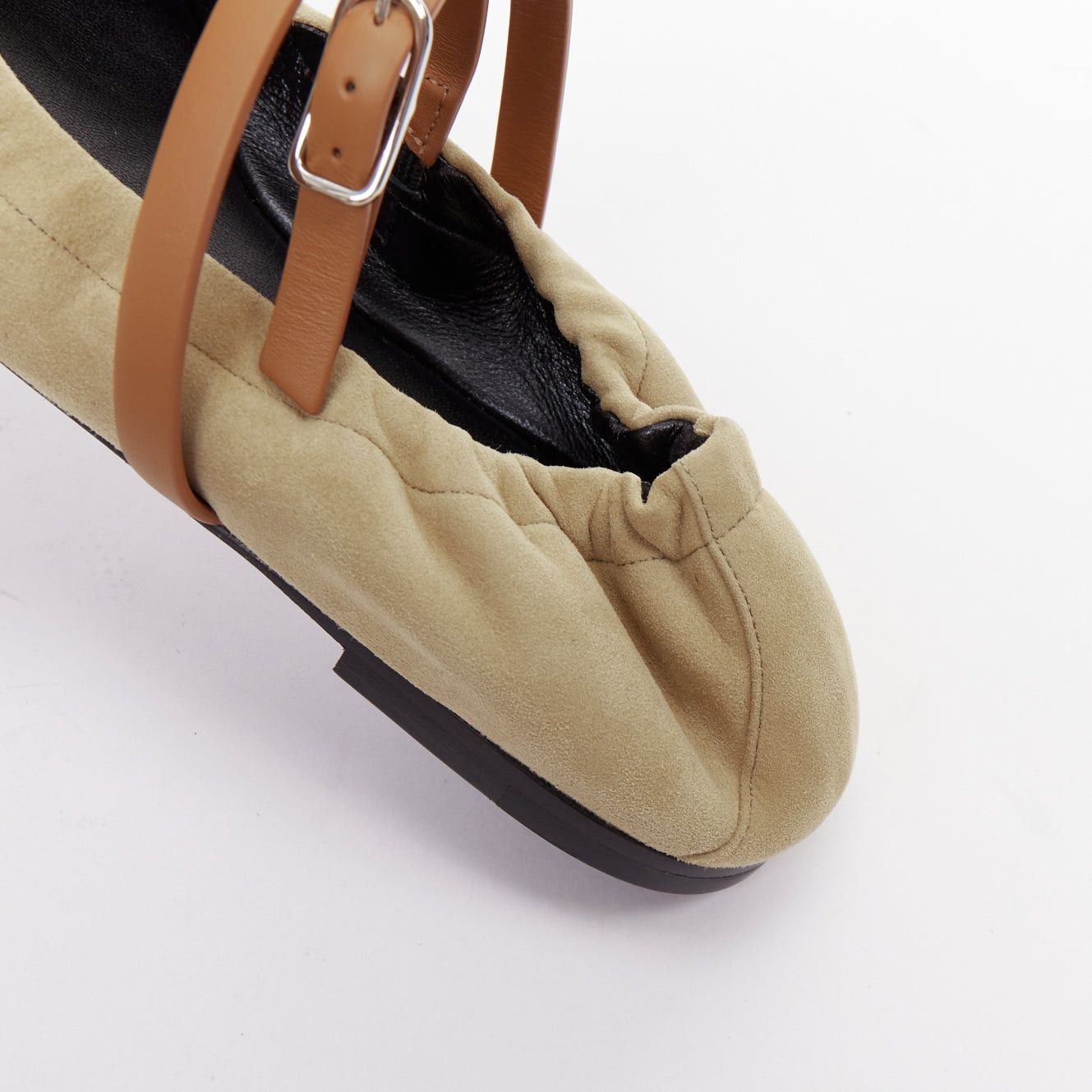 Hermes HERMES 2024 Jolly brown suede goatskin brown calfskin straps Maryjane ballet flats EU36.5 Size US 6.5 / IT 36.5 - 8 Thumbnail