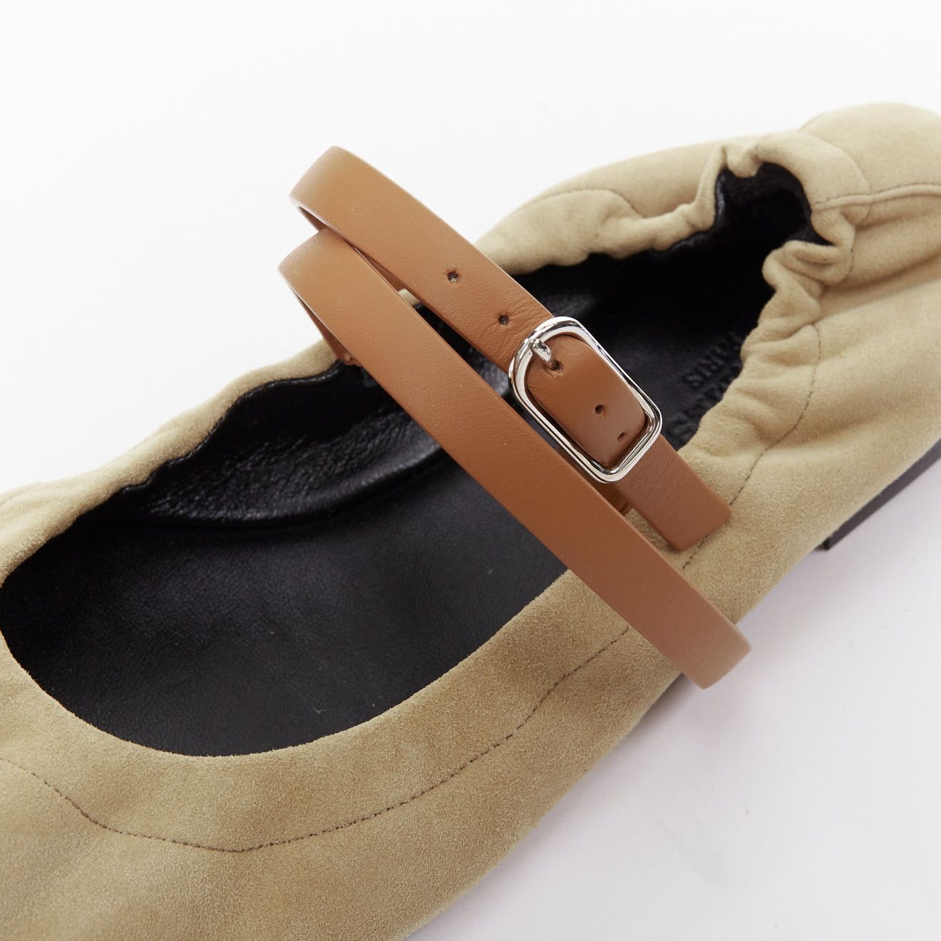 Hermes HERMES 2024 Jolly brown suede goatskin brown calfskin straps Maryjane ballet flats EU36.5 Size US 6.5 / IT 36.5 - 6 Thumbnail