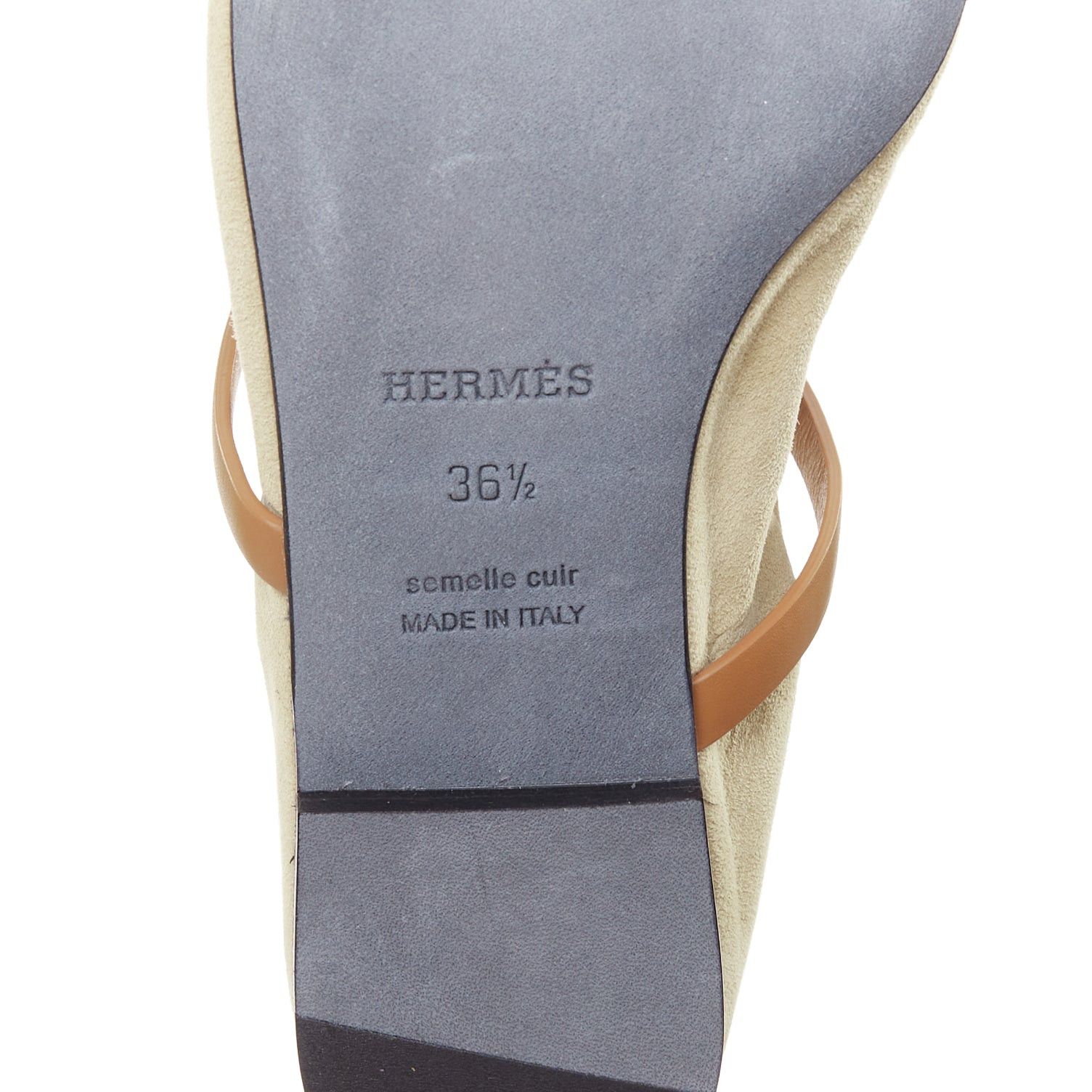 Hermes HERMES 2024 Jolly brown suede goatskin brown calfskin straps Maryjane ballet flats EU36.5 Size US 6.5 / IT 36.5 - 10 Thumbnail