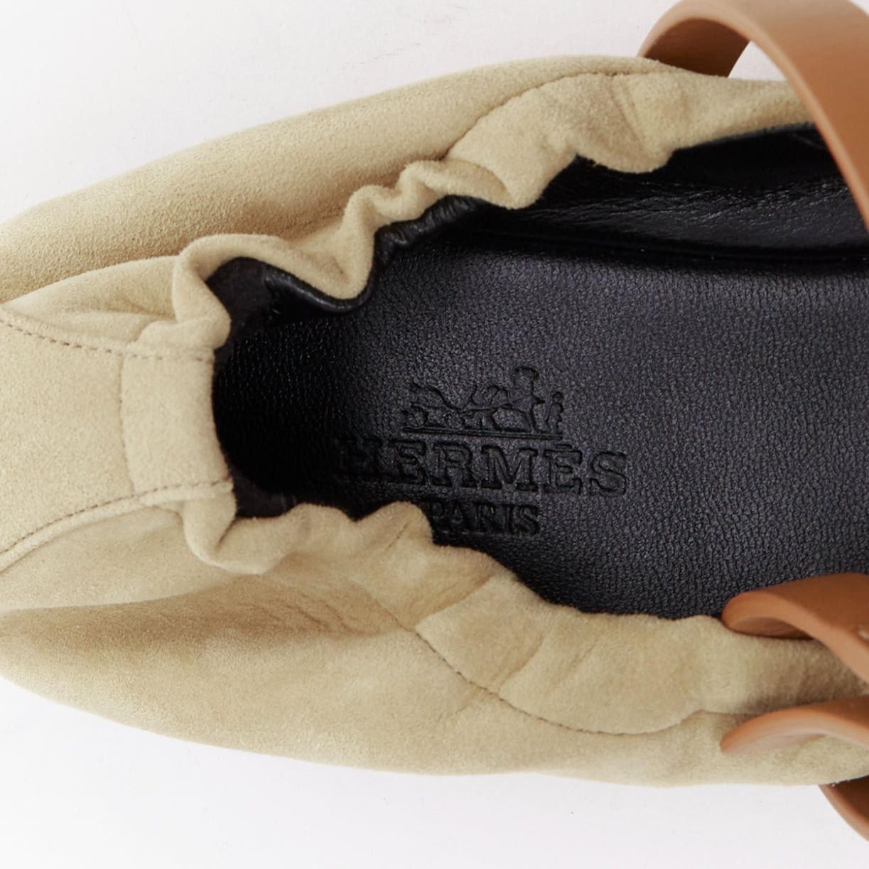 Hermes HERMES 2024 Jolly brown suede goatskin brown calfskin straps Maryjane ballet flats EU36.5 Size US 6.5 / IT 36.5 - 9 Thumbnail