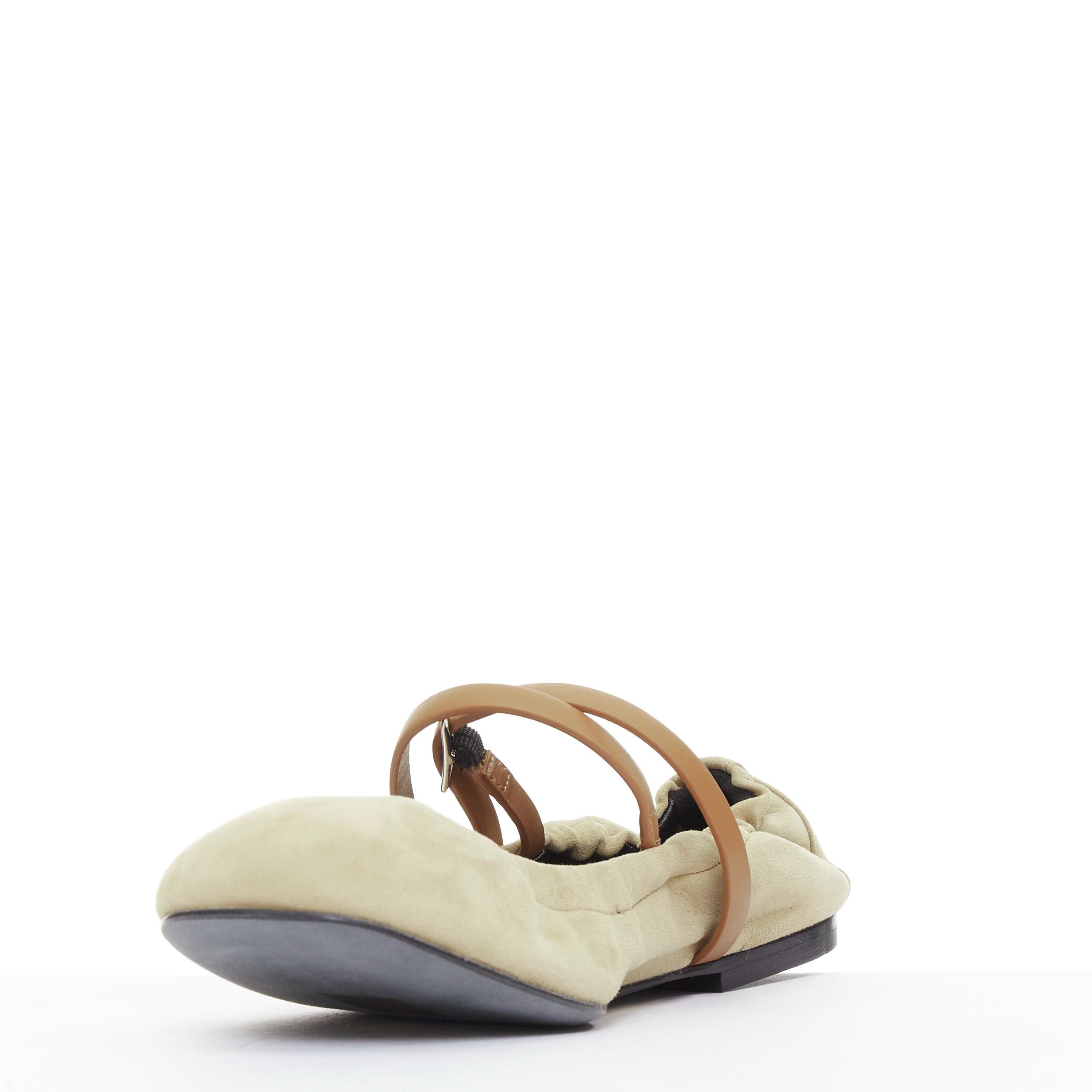 Hermes HERMES 2024 Jolly brown suede goatskin brown calfskin straps Maryjane ballet flats EU36.5 Size US 6.5 / IT 36.5 - 5 Thumbnail
