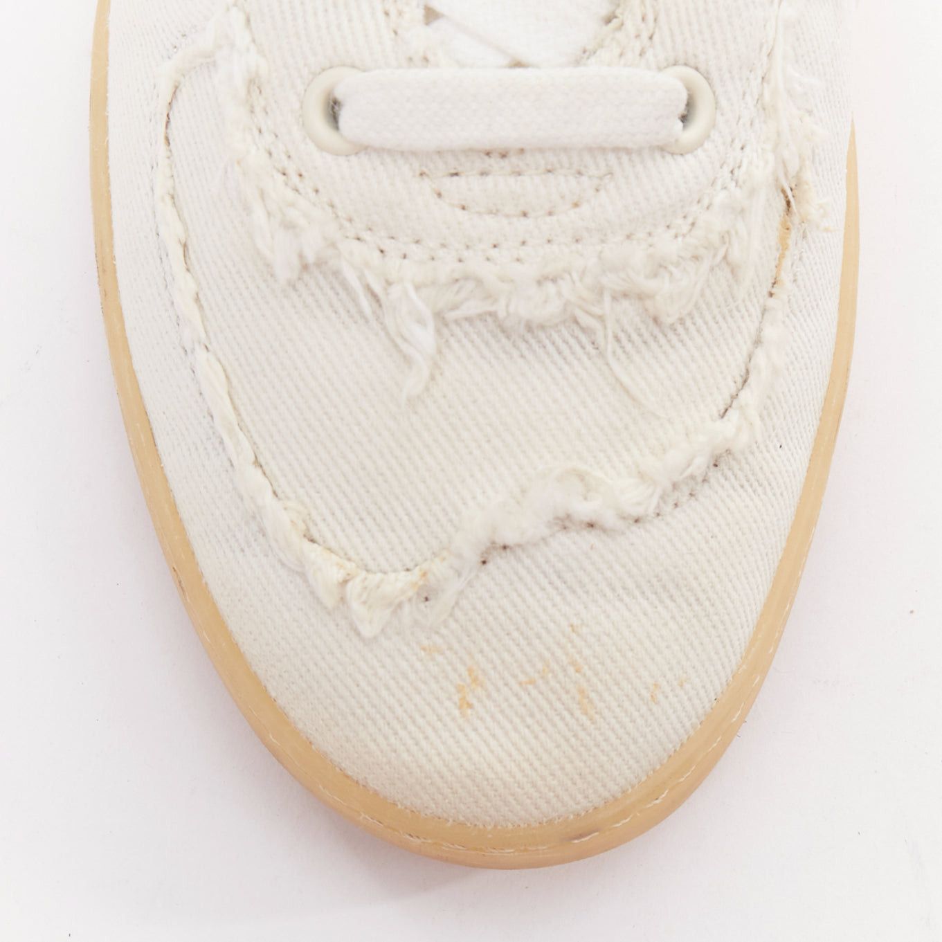 Miu Miu MIU MIU Denim beige raw cut frayed canvas skateboard sneakers EU37 Size US 7 / IT 37 - 6 Thumbnail