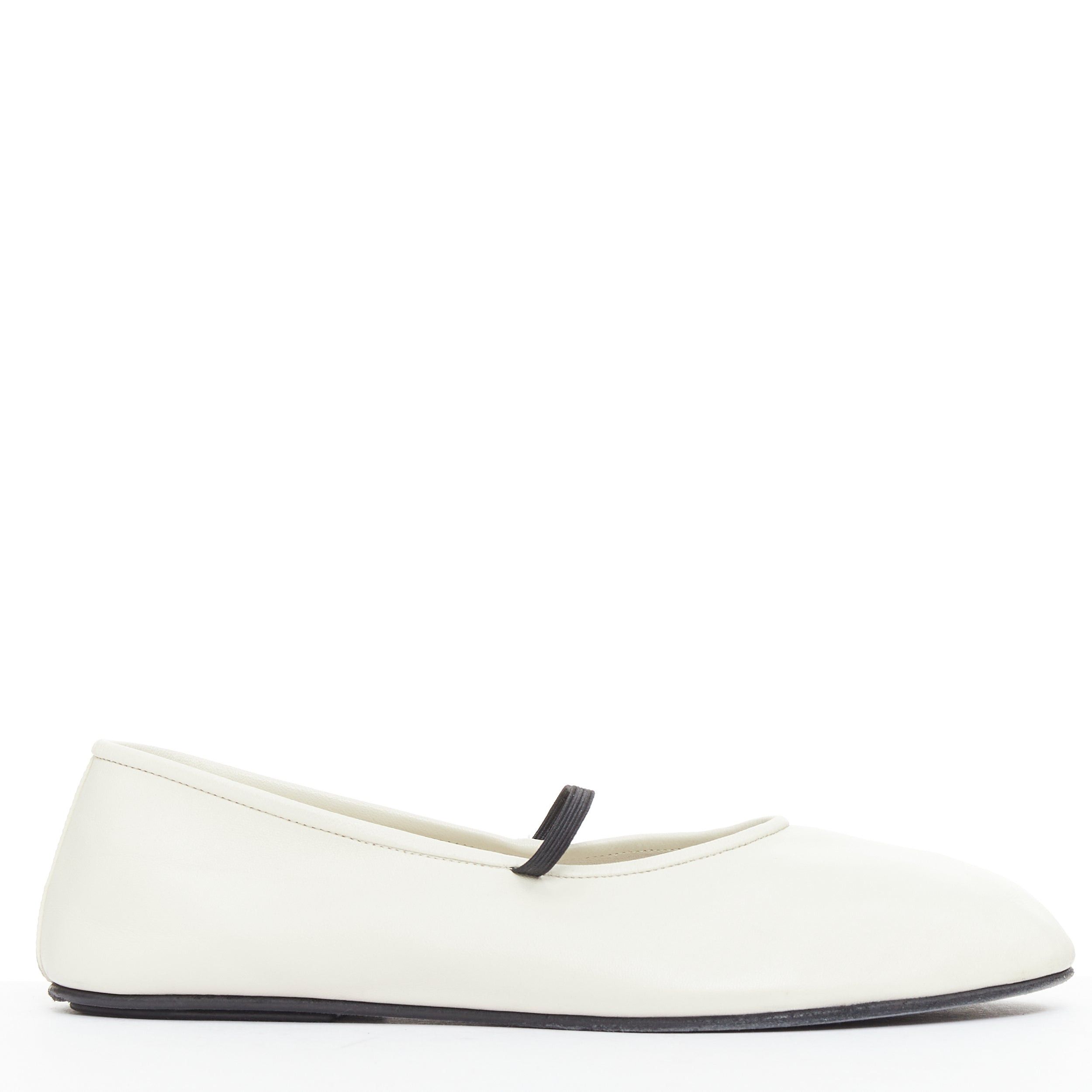 The Row THE ROW off white nappa calfskin leather black elastic ballerina flats EU37 Size US 7 / IT 37 - 2 Thumbnail