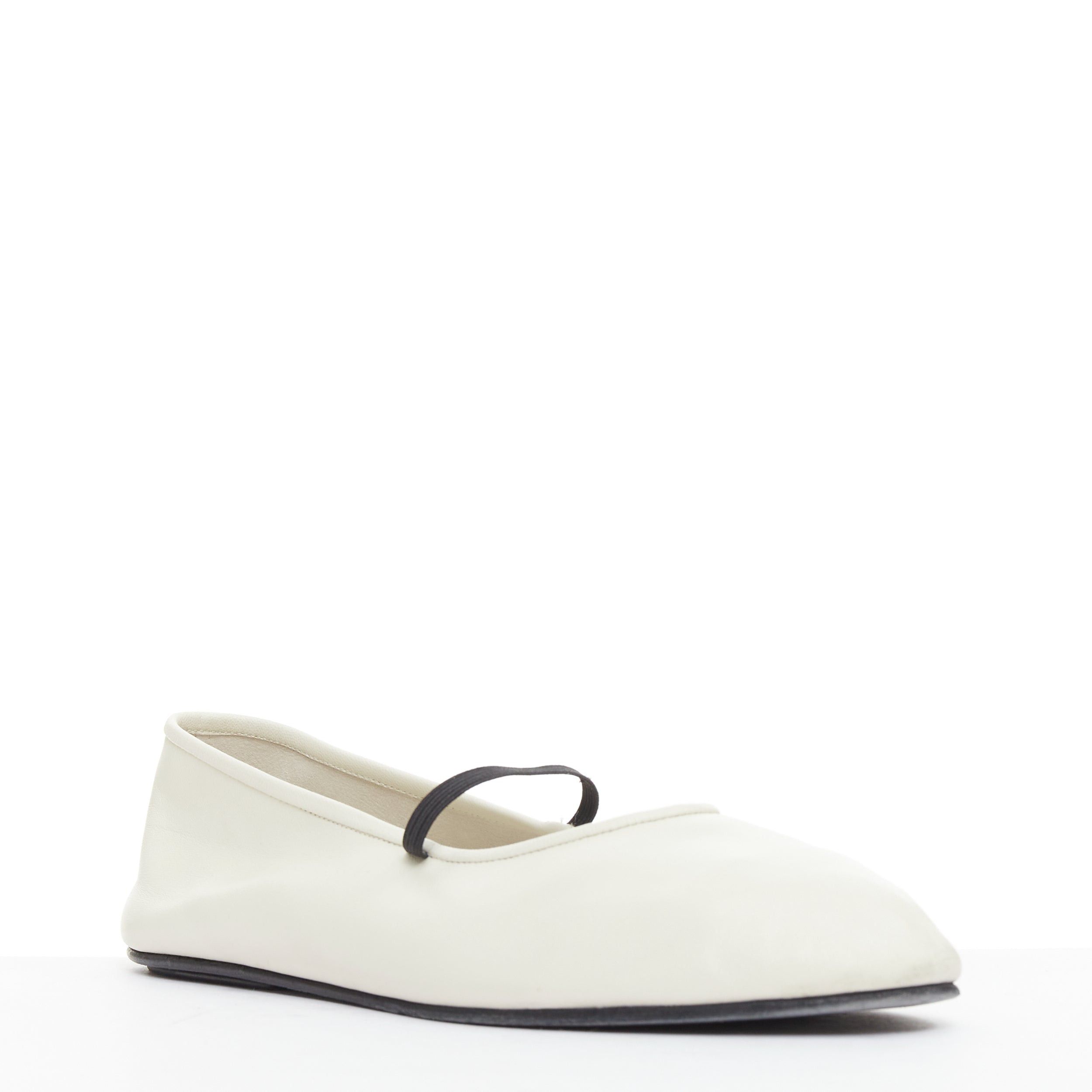 The Row THE ROW off white nappa calfskin leather black elastic ballerina flats EU37 Size US 7 / IT 37 - 3 Thumbnail