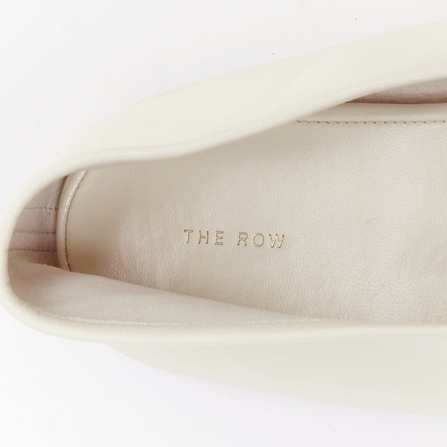 The Row THE ROW off white nappa calfskin leather black elastic ballerina flats EU37 Size US 7 / IT 37 - 9 Thumbnail