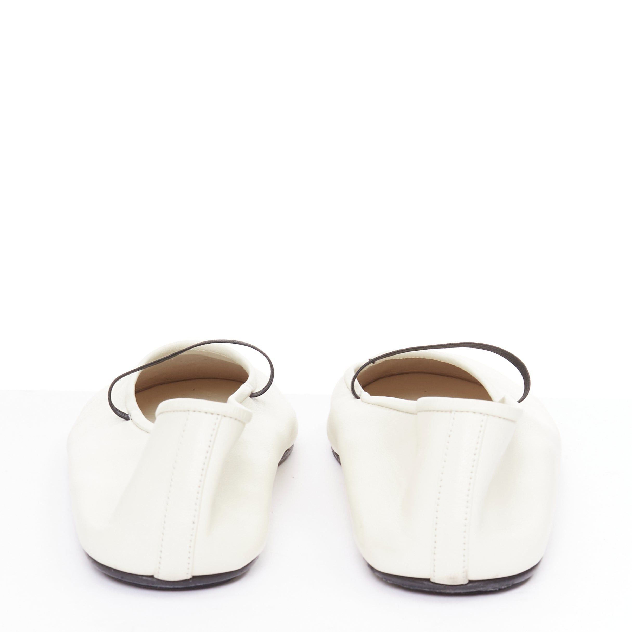 The Row THE ROW off white nappa calfskin leather black elastic ballerina flats EU37 Size US 7 / IT 37 - 5 Thumbnail