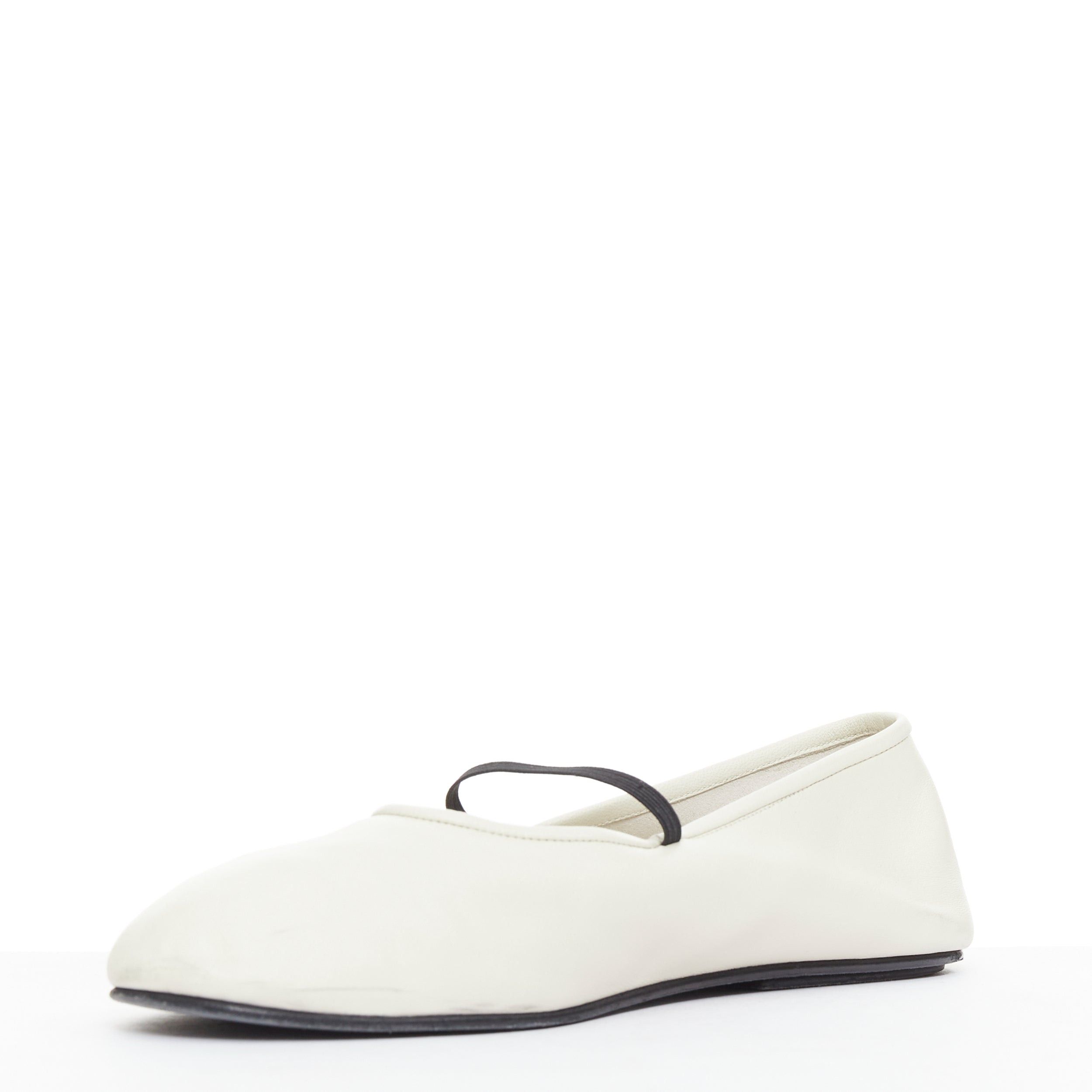 The Row THE ROW off white nappa calfskin leather black elastic ballerina flats EU37 Size US 7 / IT 37 - 4 Thumbnail