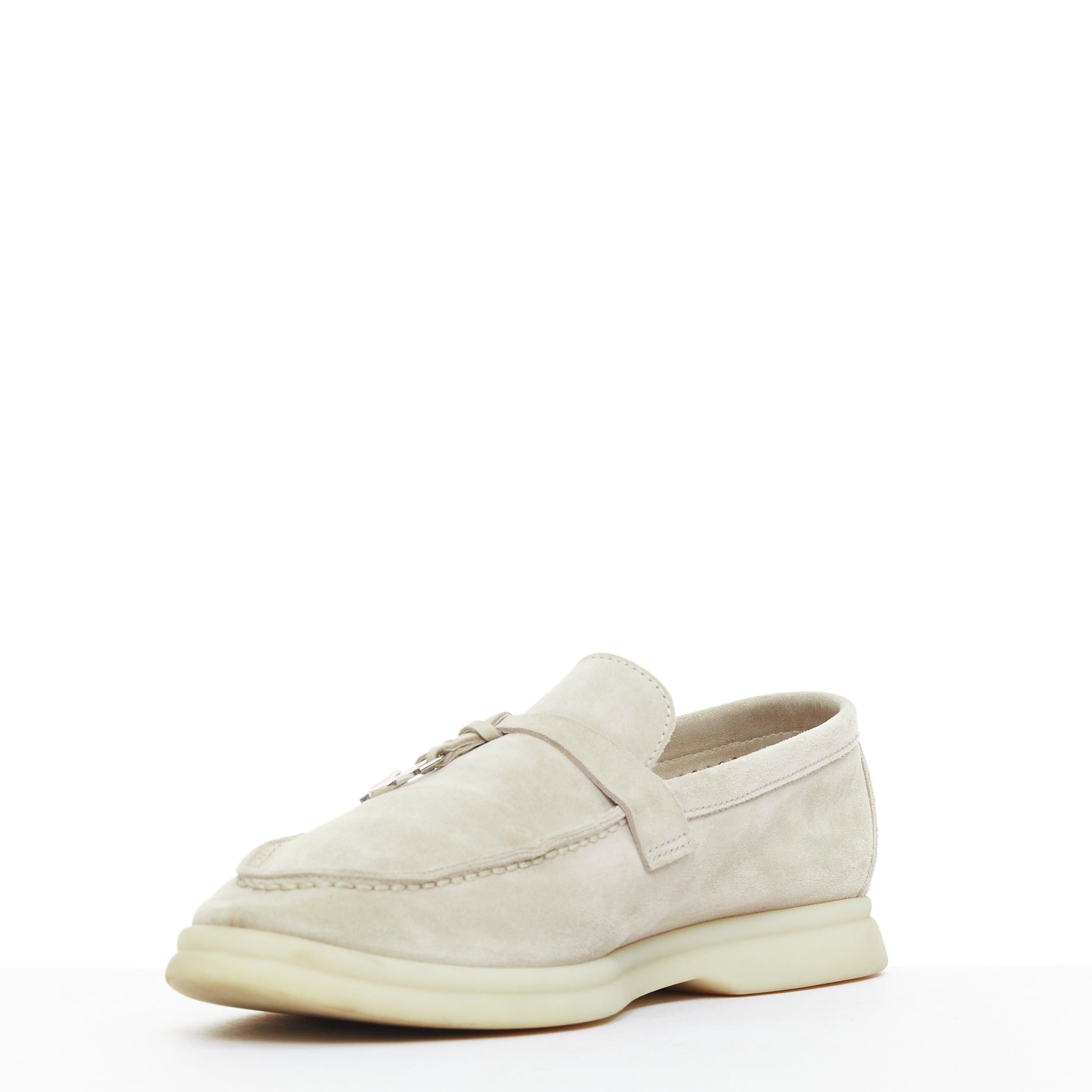 Loro Piana LORO PIANA Summerwalk Chamslofer sand suede Rabbit pendant loafers EU37 Size US 7 / IT 37 - 4 Thumbnail