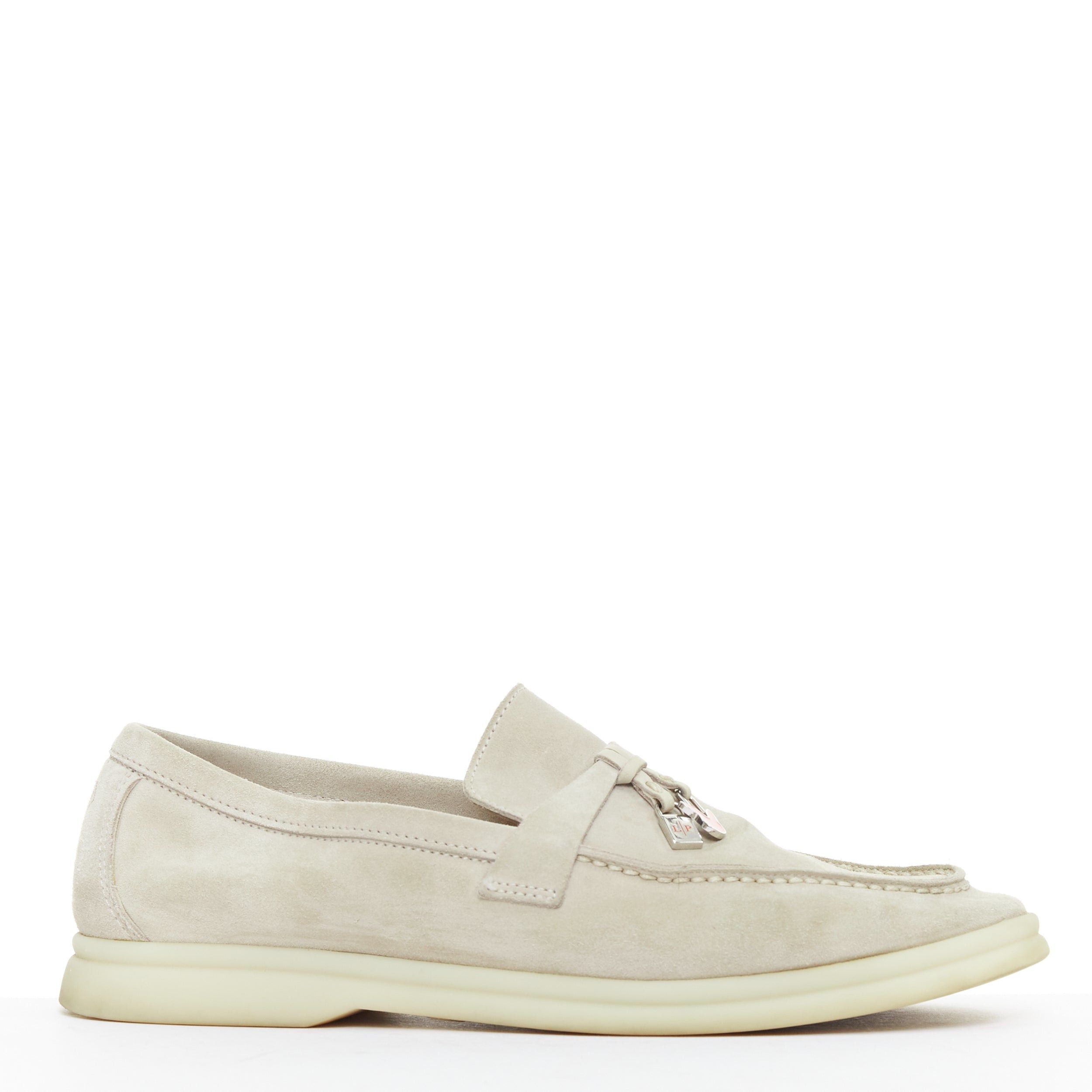 Loro Piana LORO PIANA Summerwalk Chamslofer sand suede Rabbit pendant loafers EU37 Size US 7 / IT 37 - 2 Thumbnail