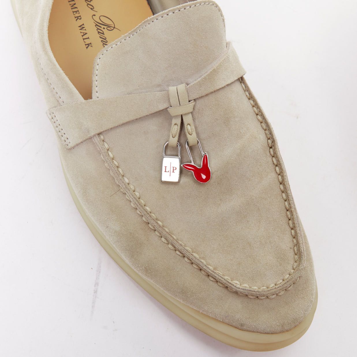 Loro Piana LORO PIANA Summerwalk Chamslofer sand suede Rabbit pendant loafers EU37 Size US 7 / IT 37 - 7 Thumbnail