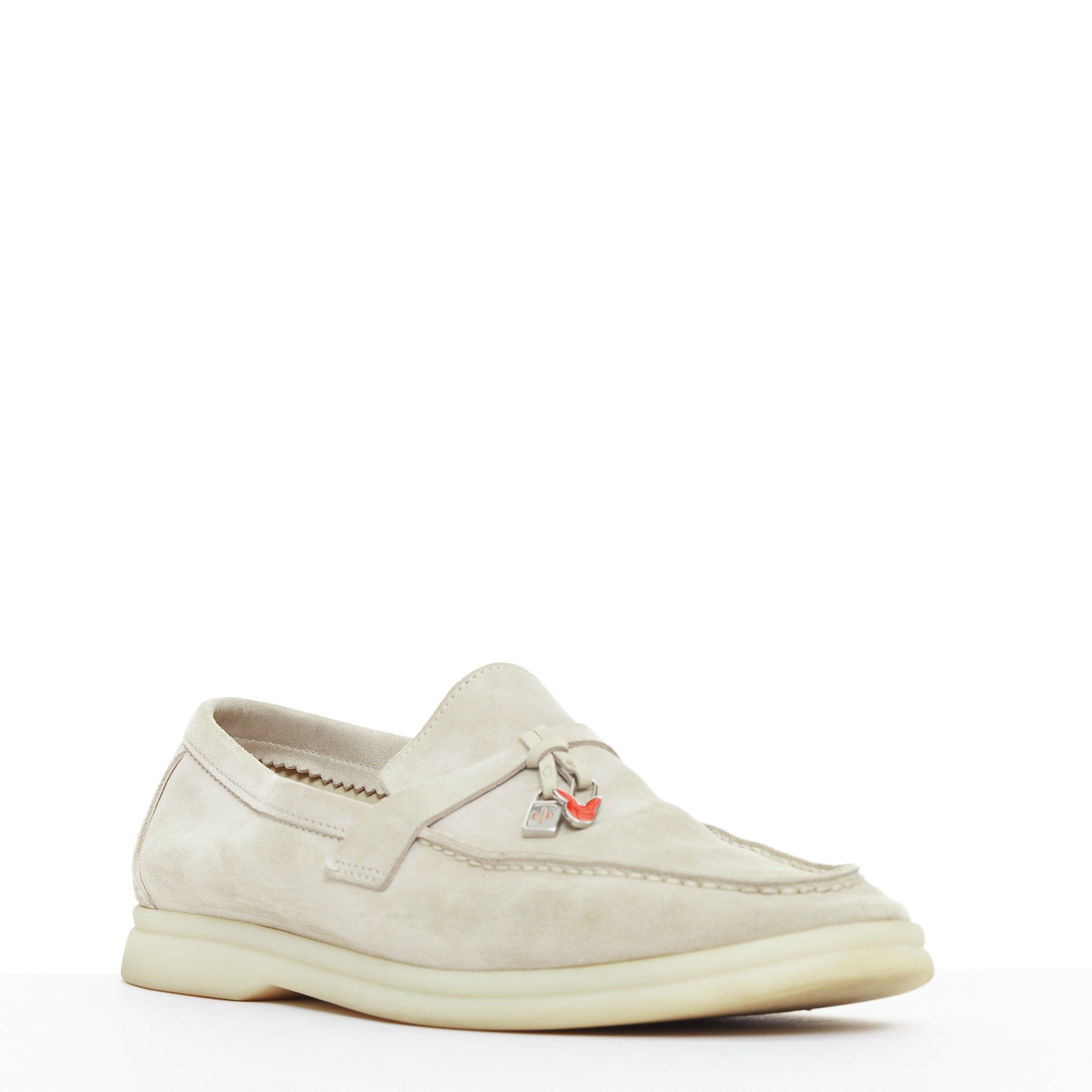 Loro Piana LORO PIANA Summerwalk Chamslofer sand suede Rabbit pendant loafers EU37 Size US 7 / IT 37 - 3 Thumbnail